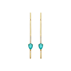 925 Sterling Silver Earrings with Green Paraiba Hydrothermal Quartz finished in 18k yellow gold - Seriel