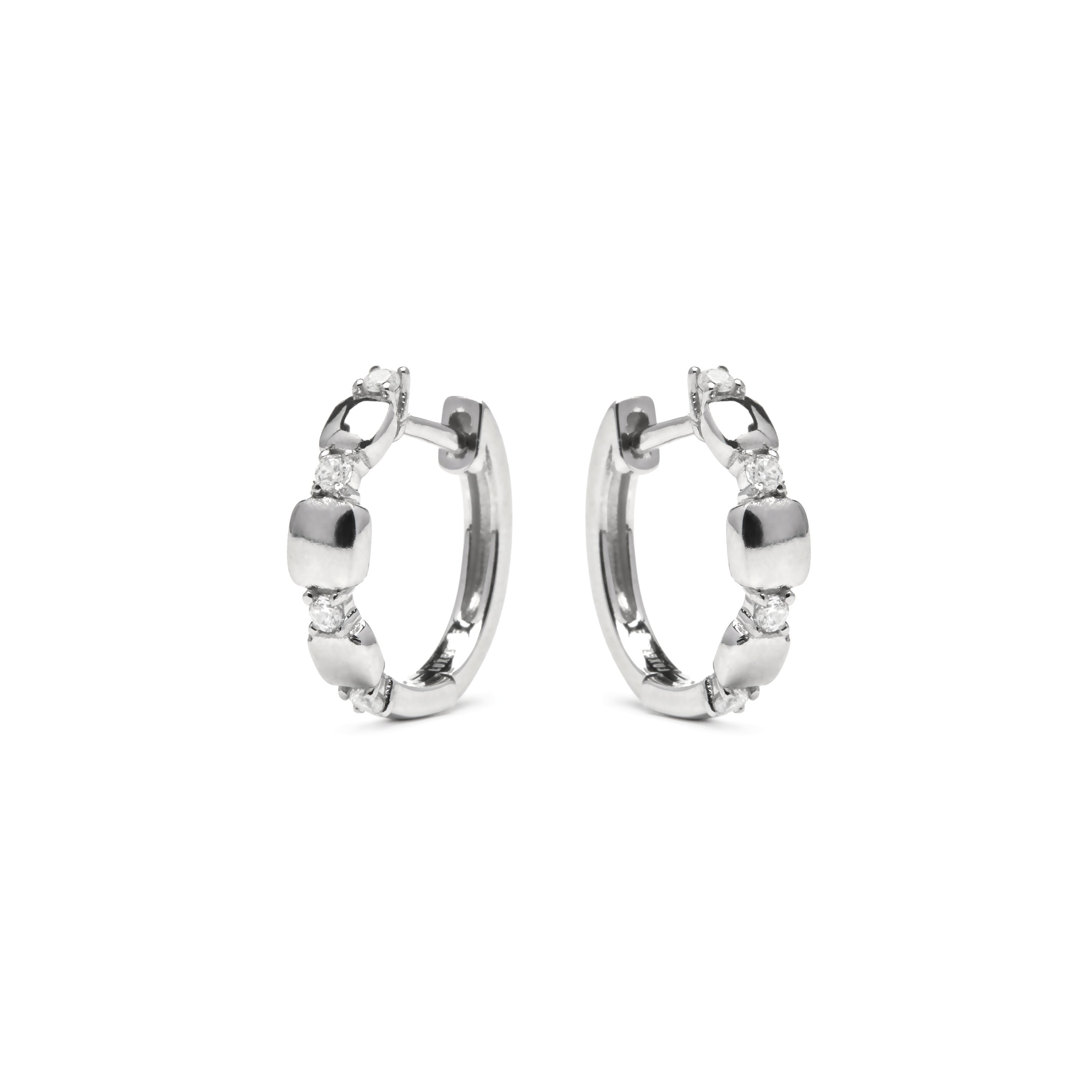 925 Sterling Silver Earrings with Brilliant Zirconia, Rhodium Finish - Sures