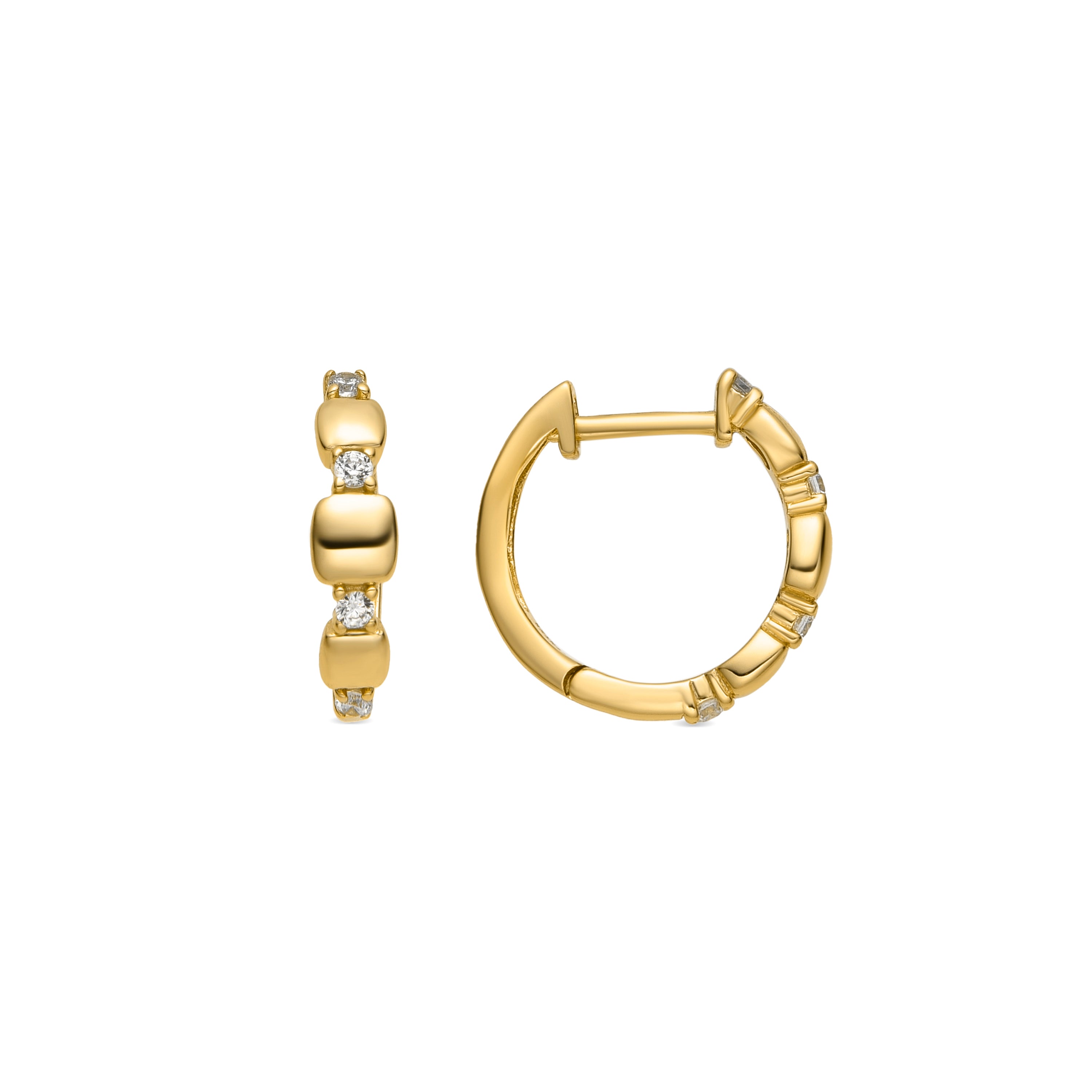 Boucles d'oreilles en argent sterling 925 et zircon brillant finition or jaune 18k - Sures