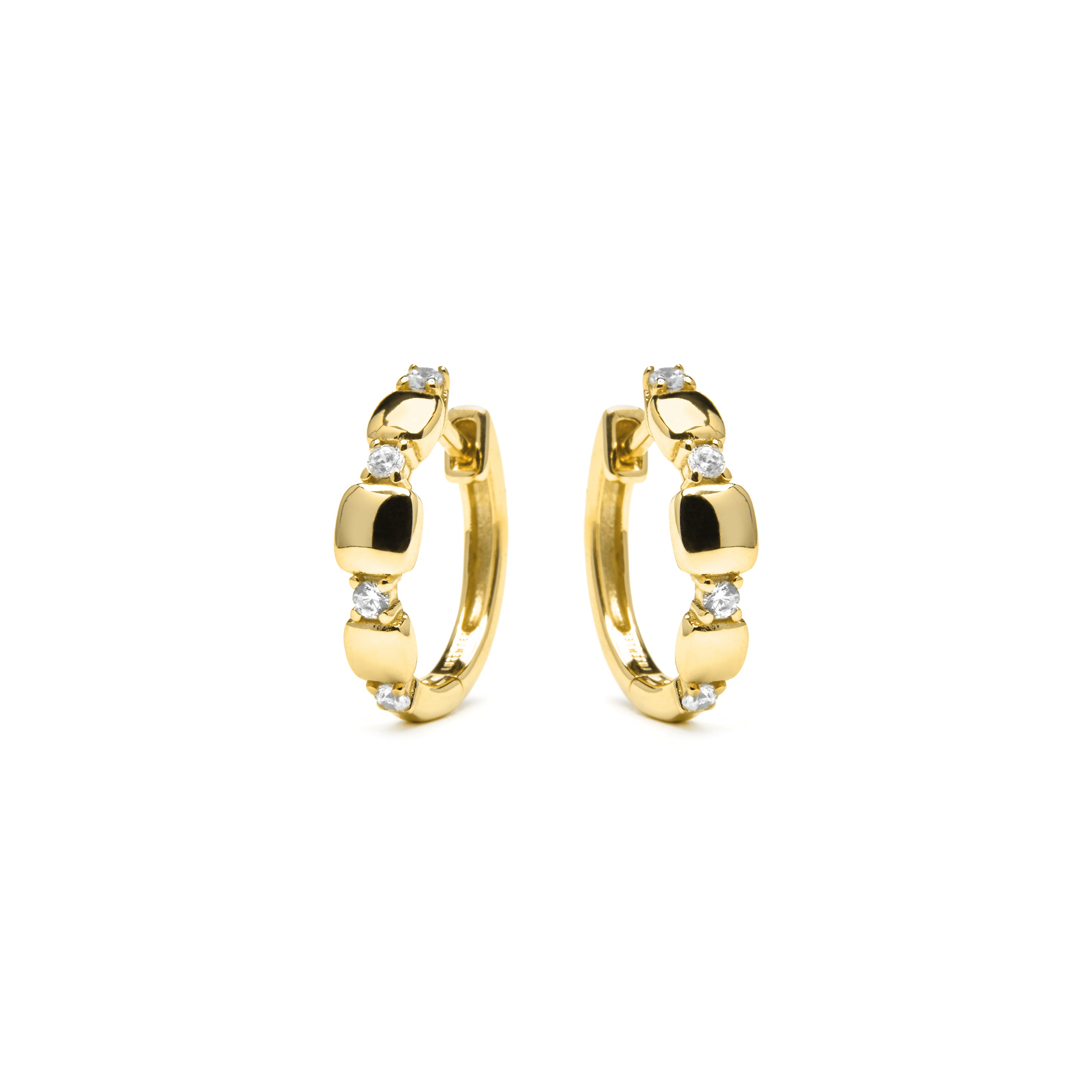 Boucles d'oreilles en argent sterling 925 et zircon brillant finition or jaune 18k - Sures