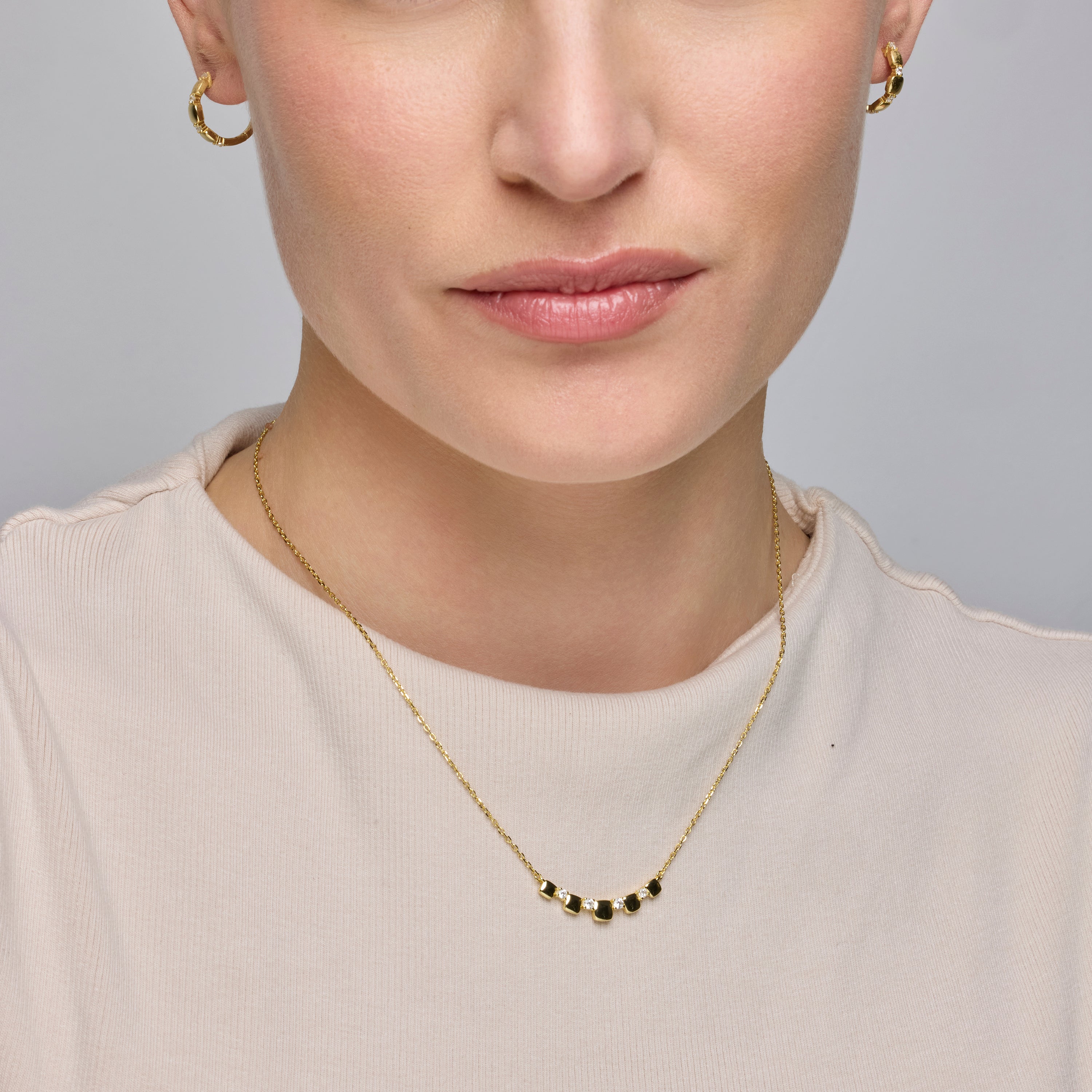 Boucles d'oreilles en argent sterling 925 et zircon brillant finition or jaune 18k - Sures