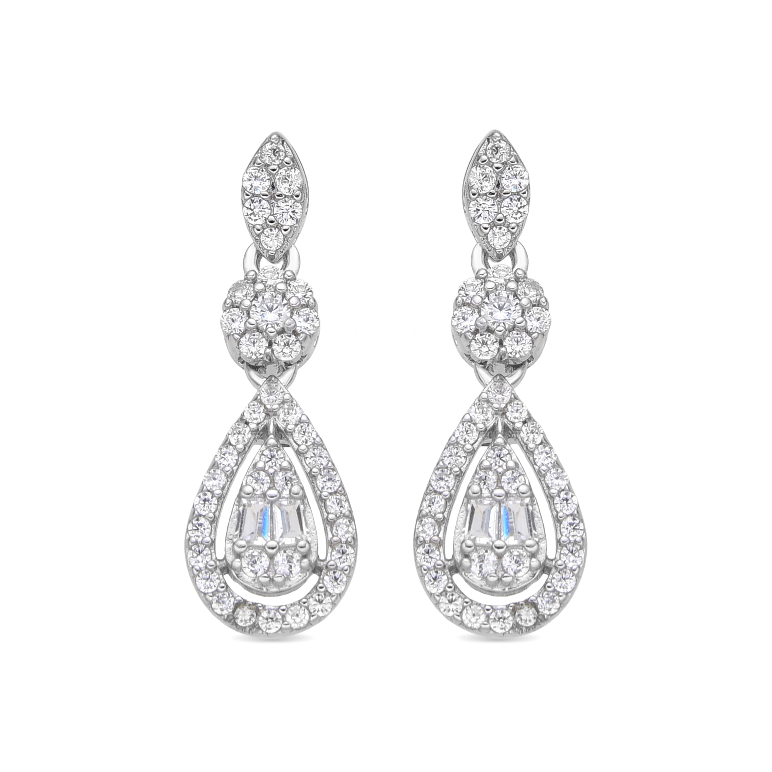 Orecchini in Argento Sterling 925 e Zirconia Cubica con finitura in rodio - Balou