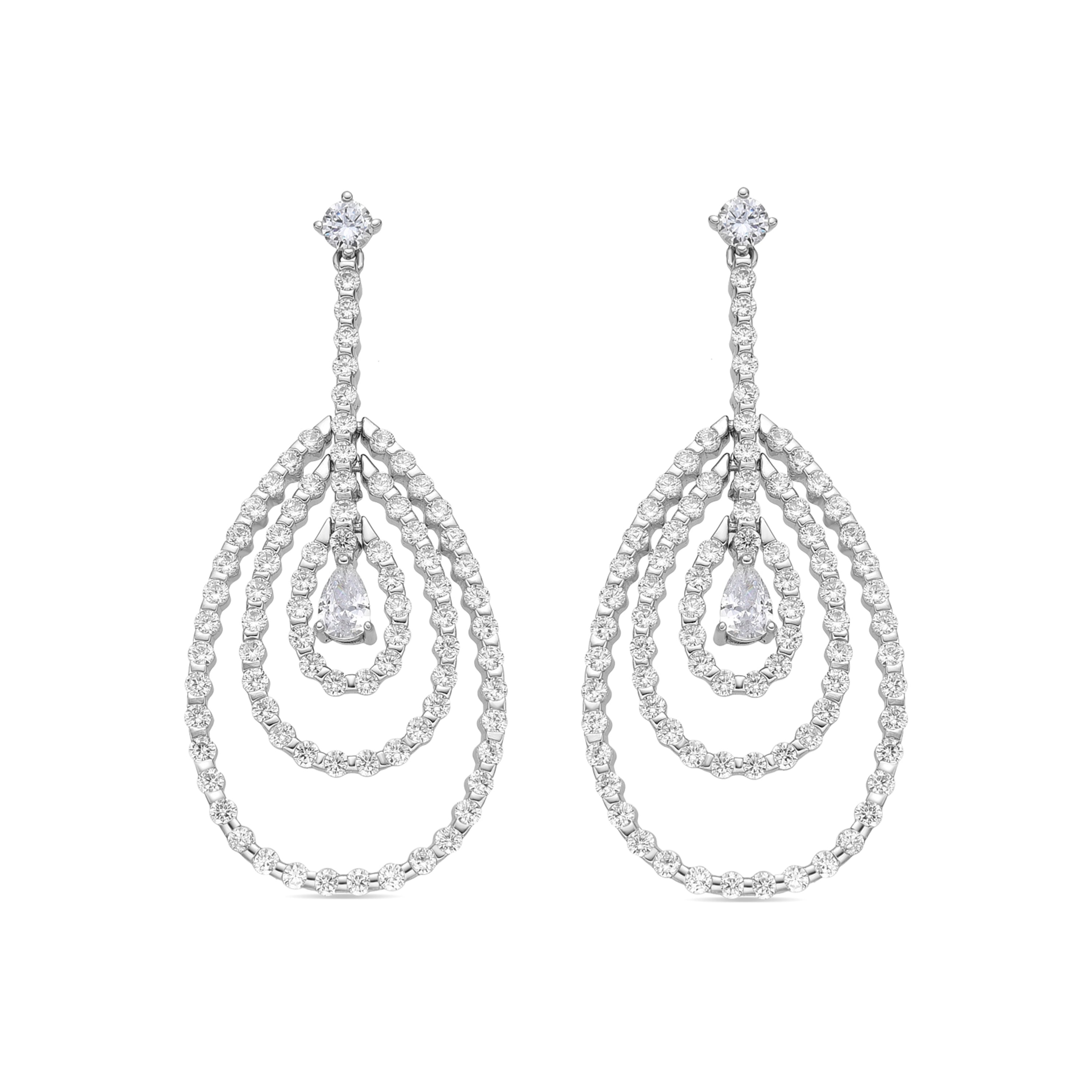925 Sterling Silver Earrings with Bright Cubic Zirconia Rhodium Finish - Thidal