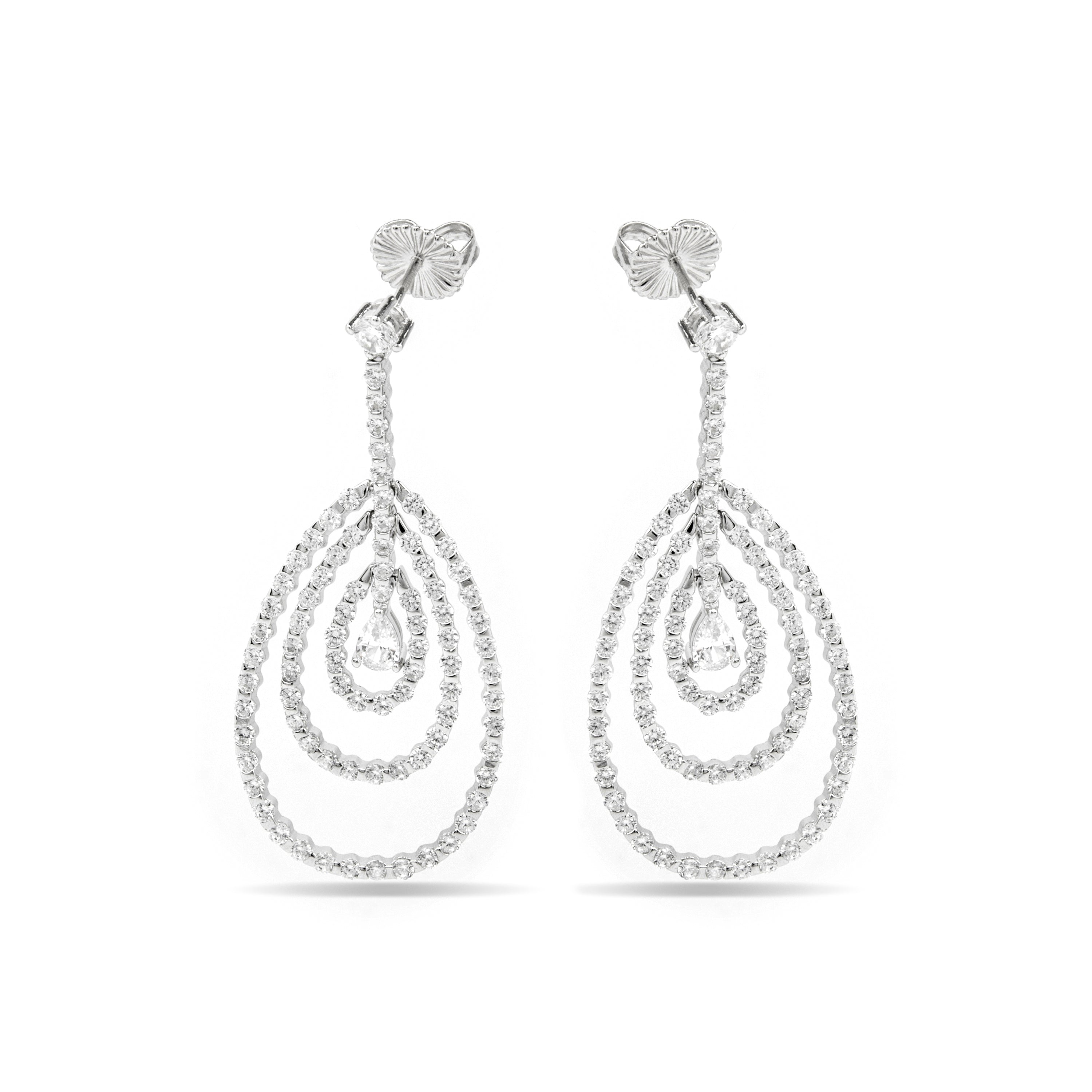 925 Sterling Silver Earrings with Bright Cubic Zirconia Rhodium Finish - Thidal
