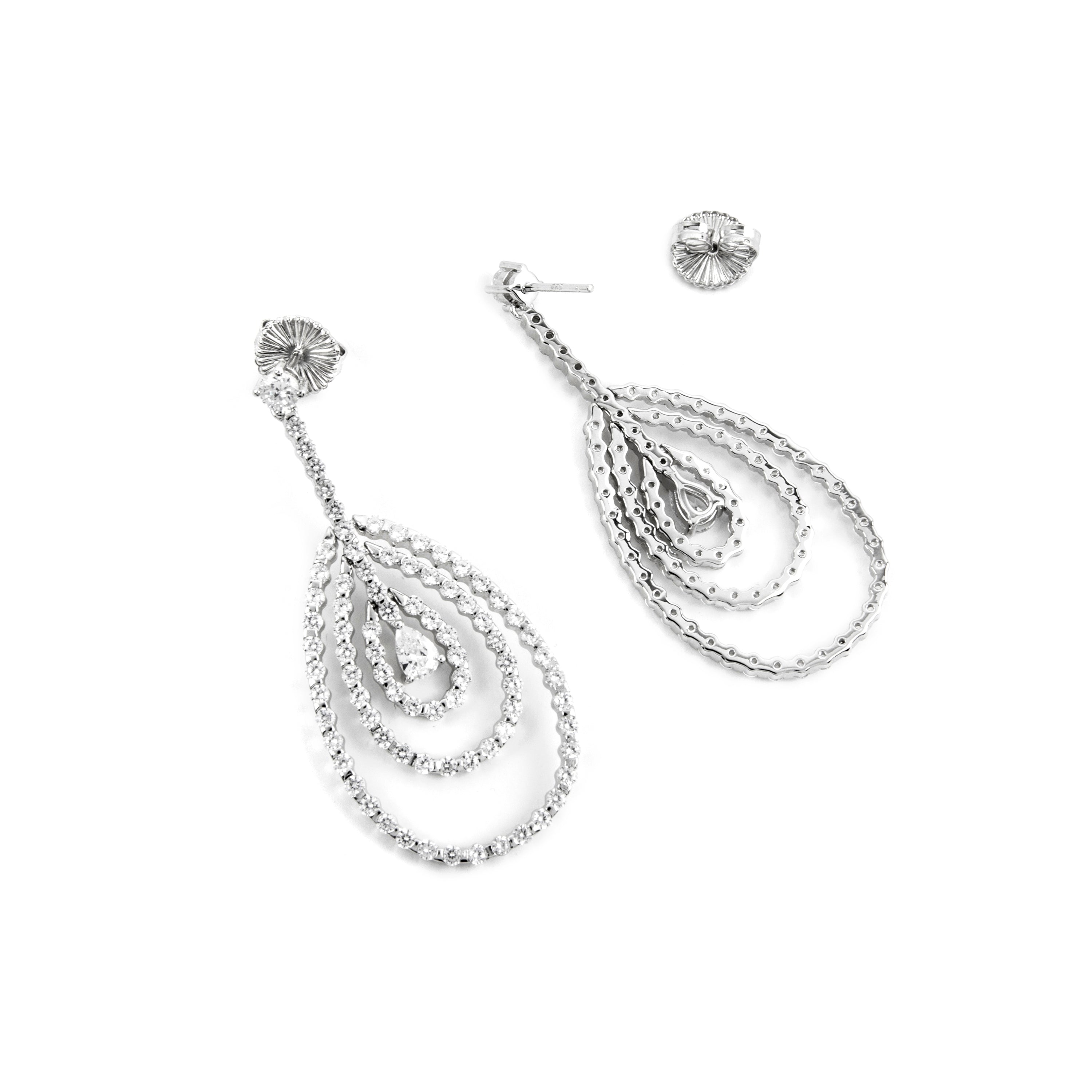 925 Sterling Silver Earrings with Bright Cubic Zirconia Rhodium Finish - Thidal