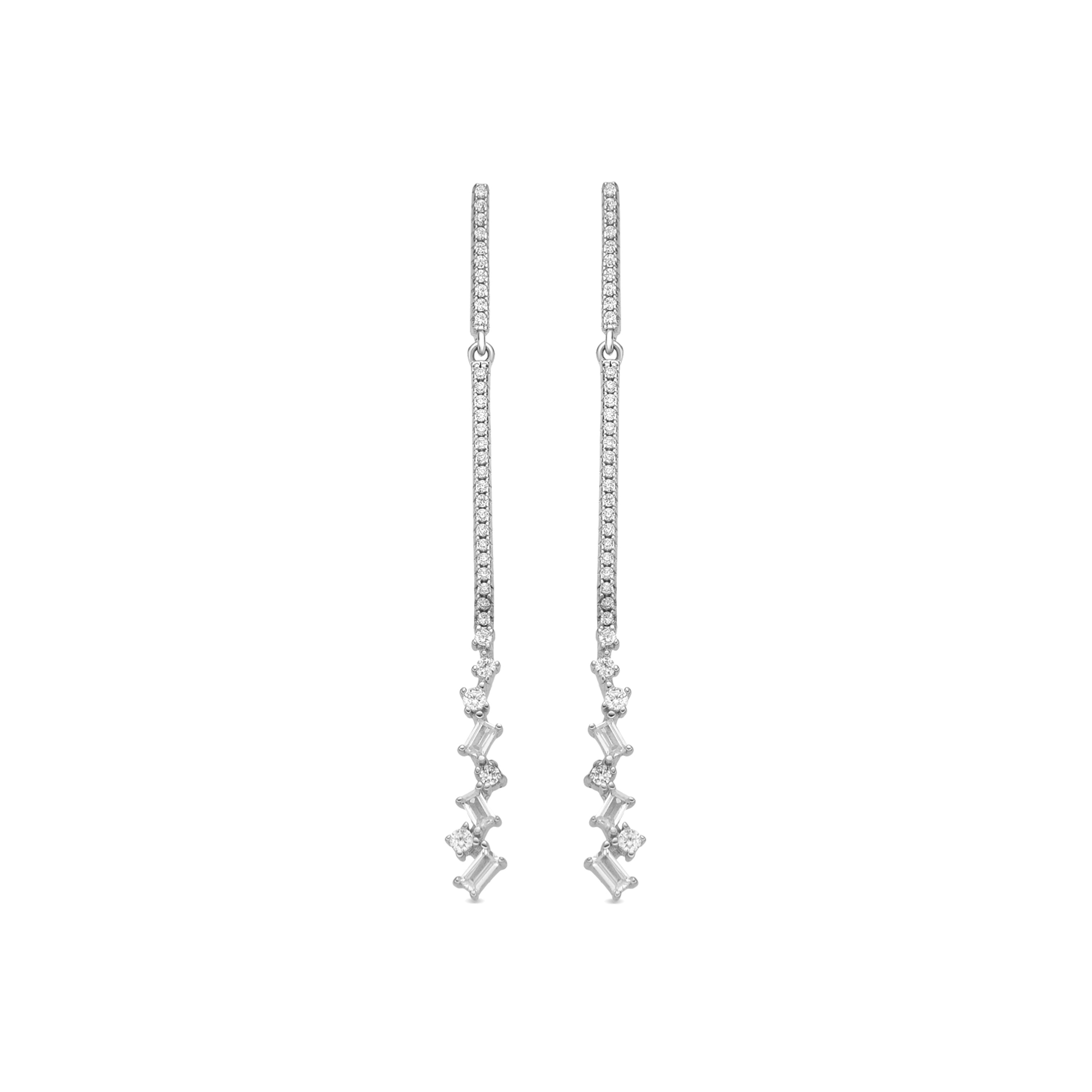 925 Sterling Silver Earrings with Bright Zirconia Rhodium Finish - Zener