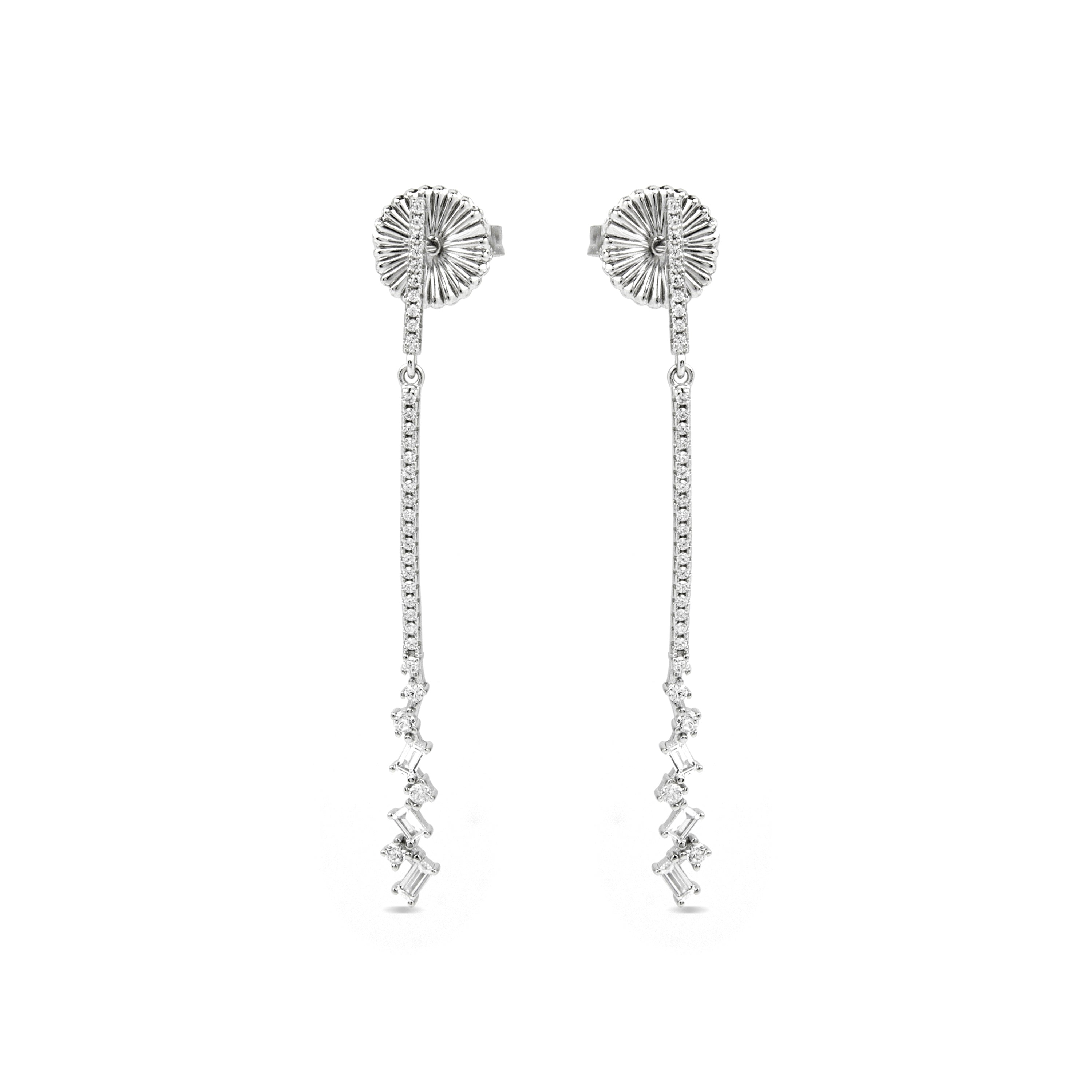 925 Sterling Silver Earrings with Bright Zirconia Rhodium Finish - Zener