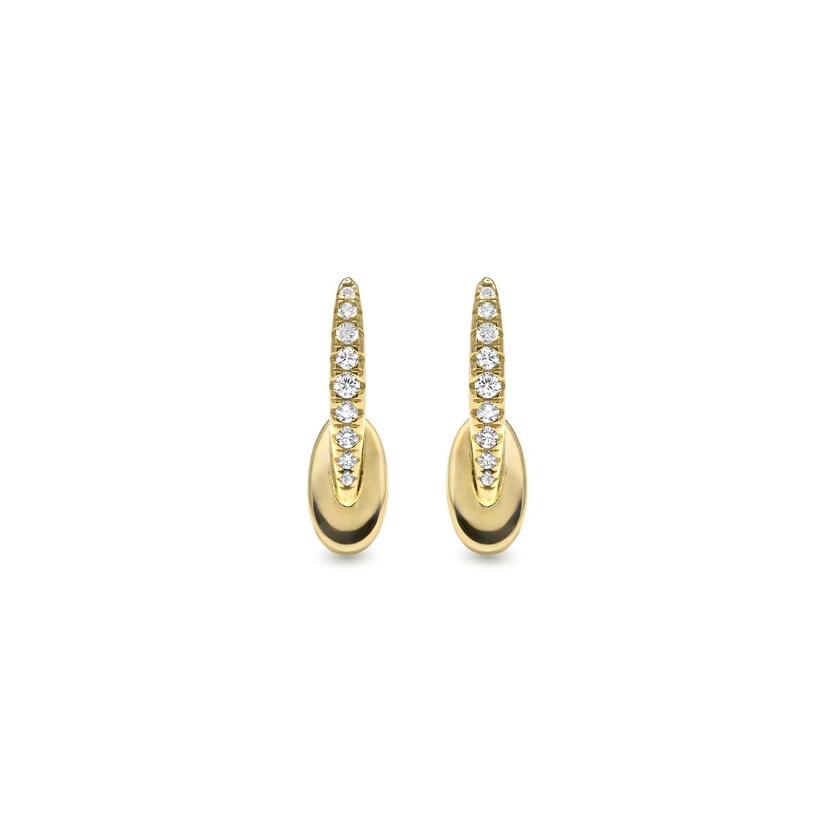 925 Sterling Silver Earrings with Brilliant Cubic Zirconia, 18k Yellow Gold Finish - Riusva