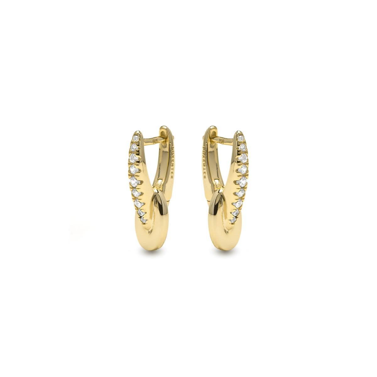925 Sterling Silver Earrings with Brilliant Cubic Zirconia, 18k Yellow Gold Finish - Riusva
