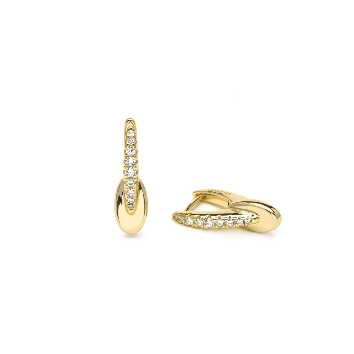 925 Sterling Silver Earrings with Brilliant Cubic Zirconia, 18k Yellow Gold Finish - Riusva