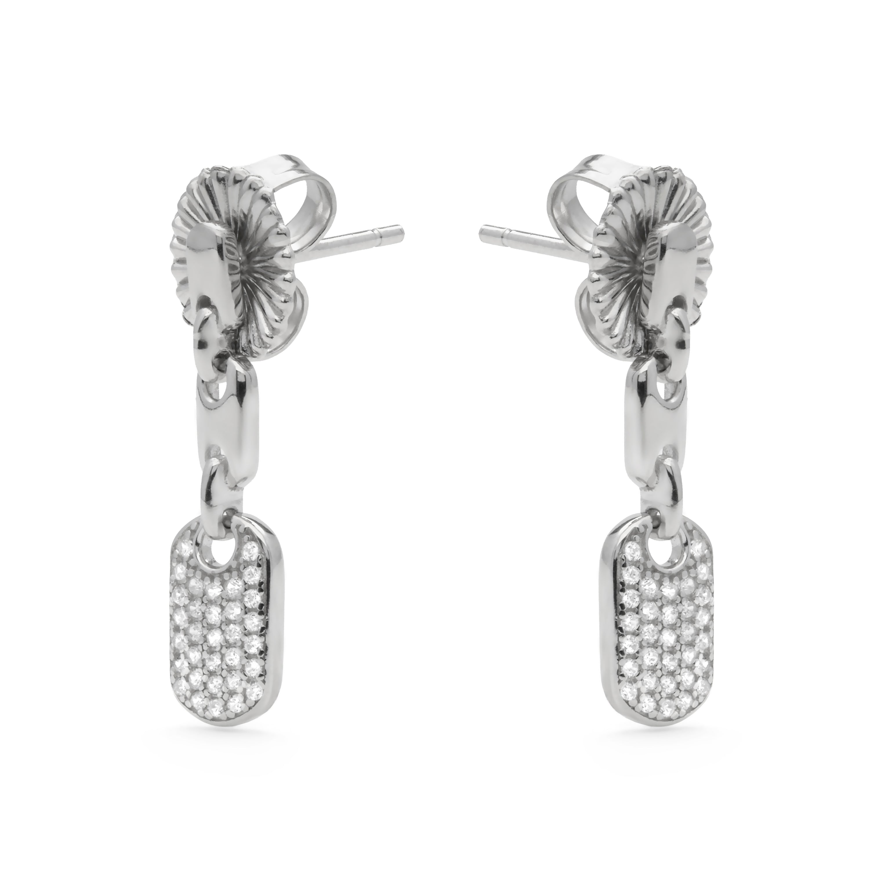 925 Sterling Silver Earrings with Bright Zirconia Rhodium Finish - Loley