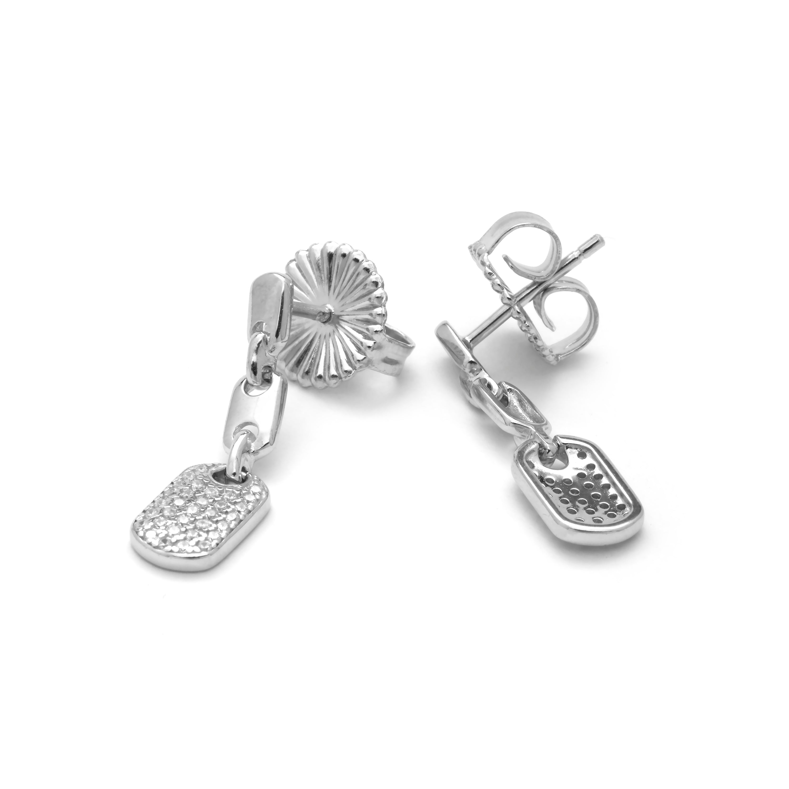 925 Sterling Silver Earrings with Bright Zirconia Rhodium Finish - Loley