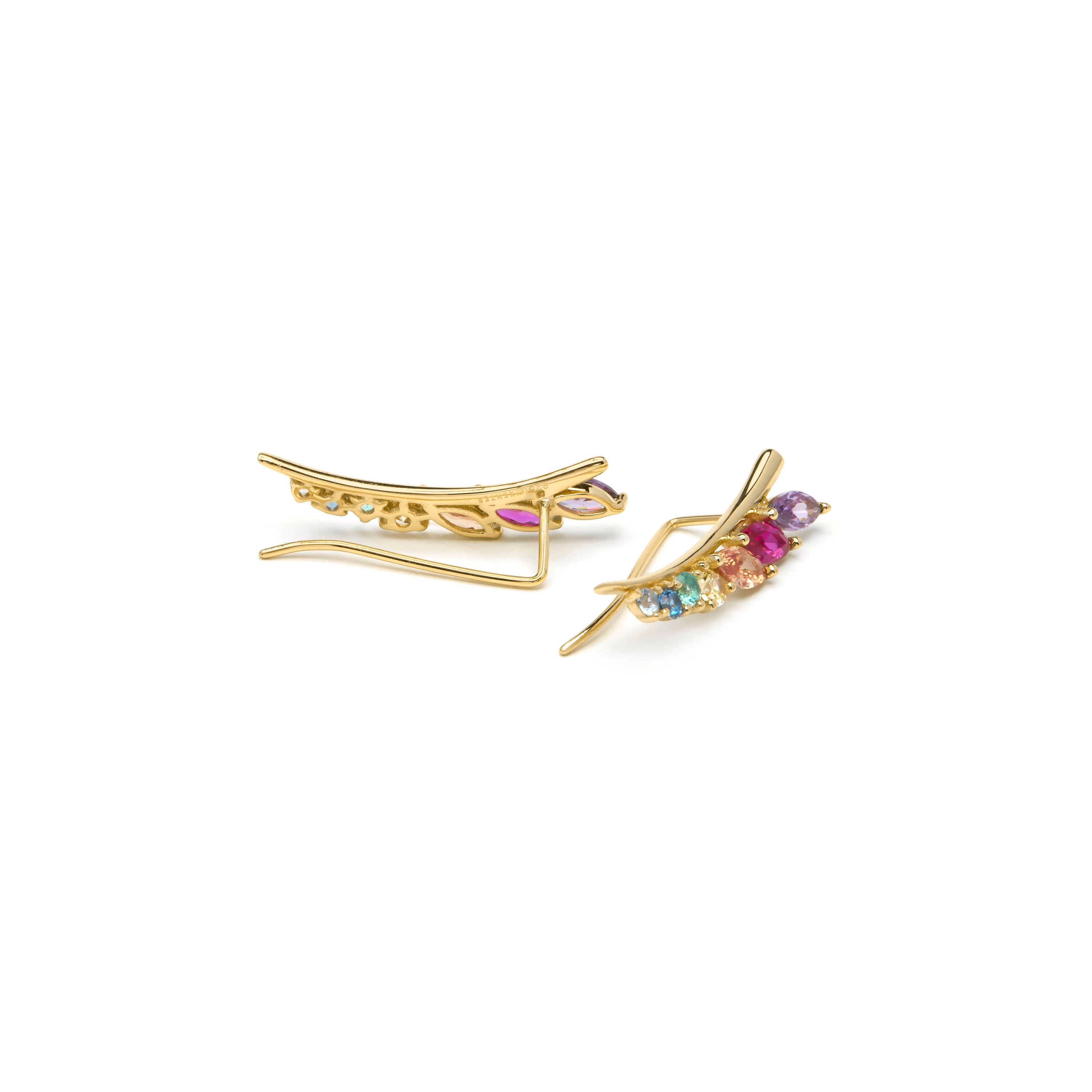 Boucles d'oreilles en argent sterling 925 et zircon multicolore finition or jaune 18k - Nikon