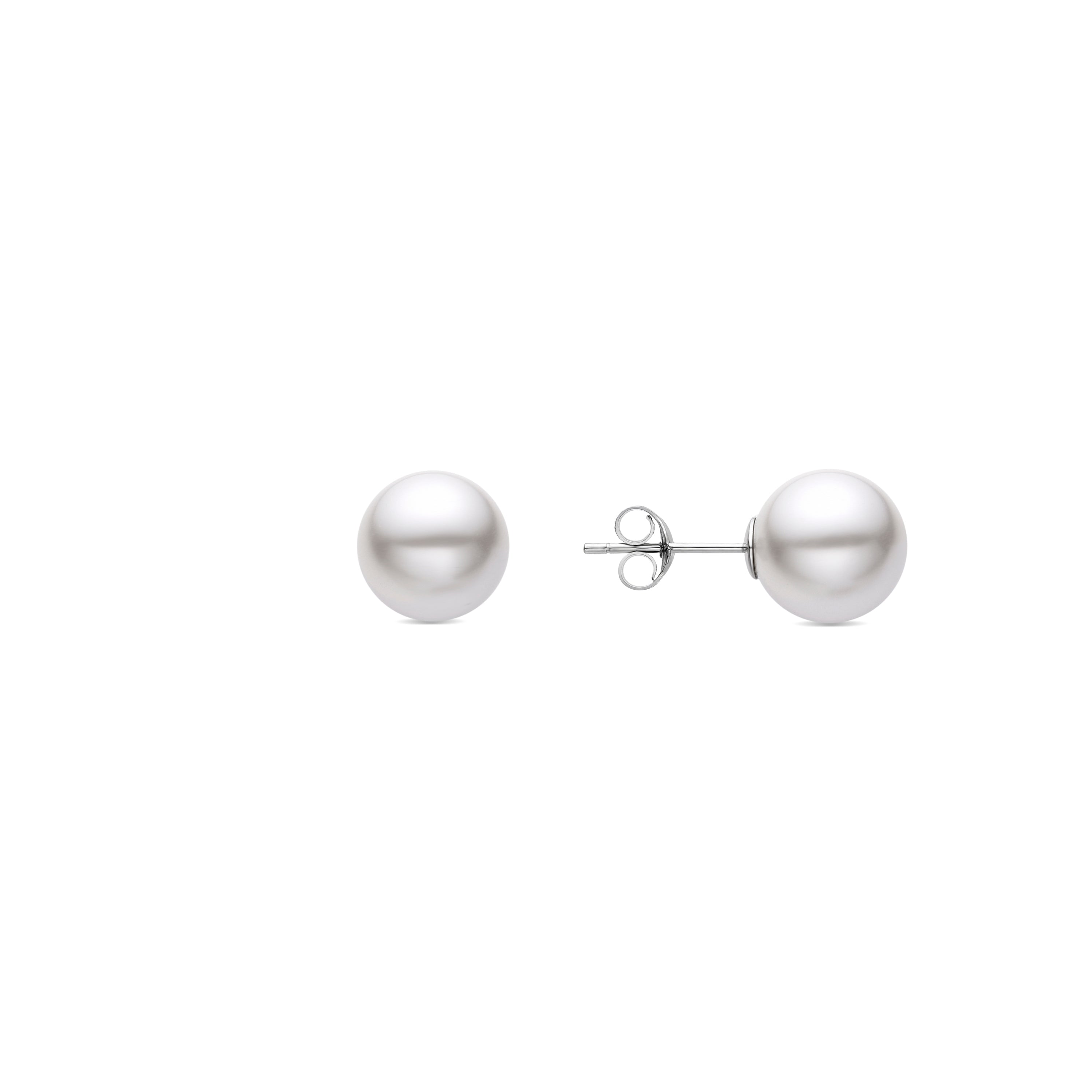 925 Sterling Silver Earrings with White Pearl finished in rhodium - Mayhi