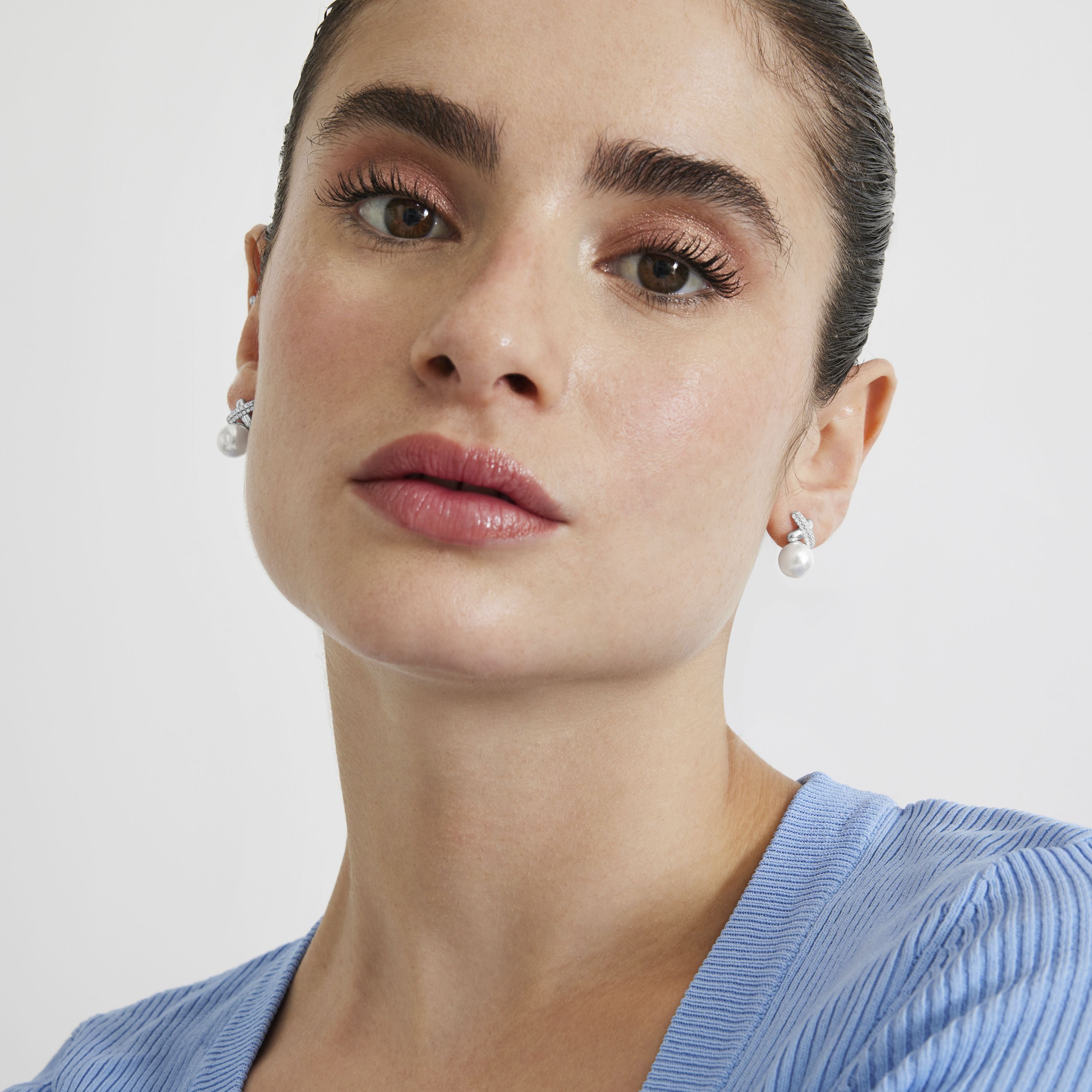 Boucles d'oreilles en argent sterling 925 avec perle blanche finition rhodiée - Geyah