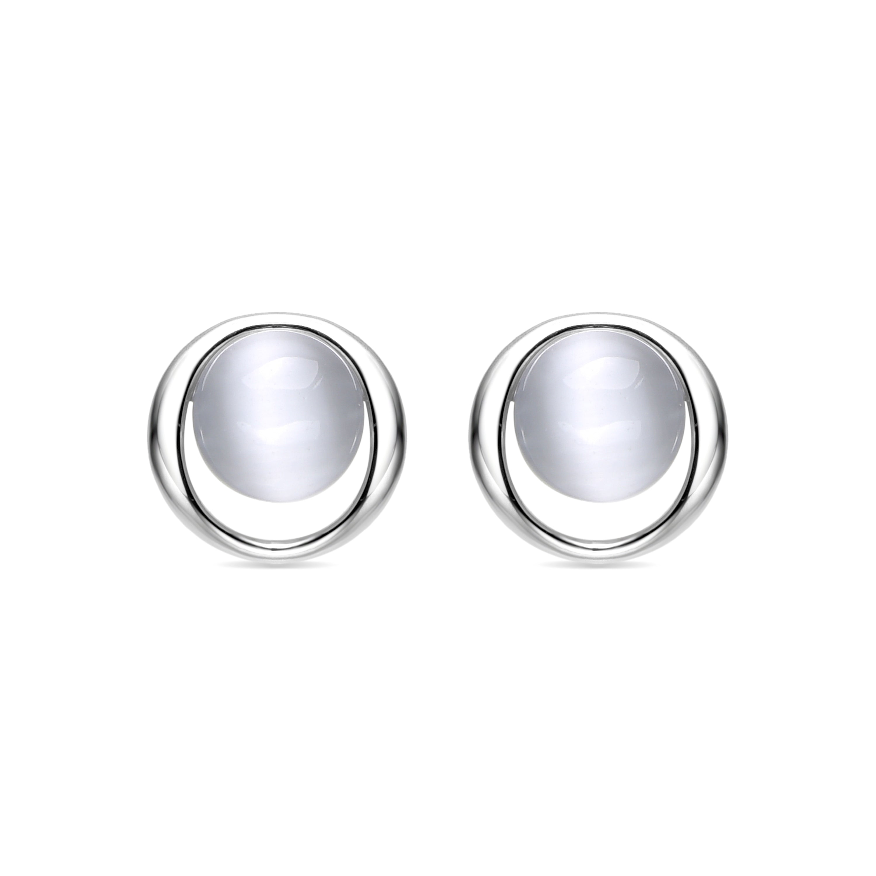 Pendientes de Plata de Ley 925 con Ojo de Gato acabados en rodio - Jesoa