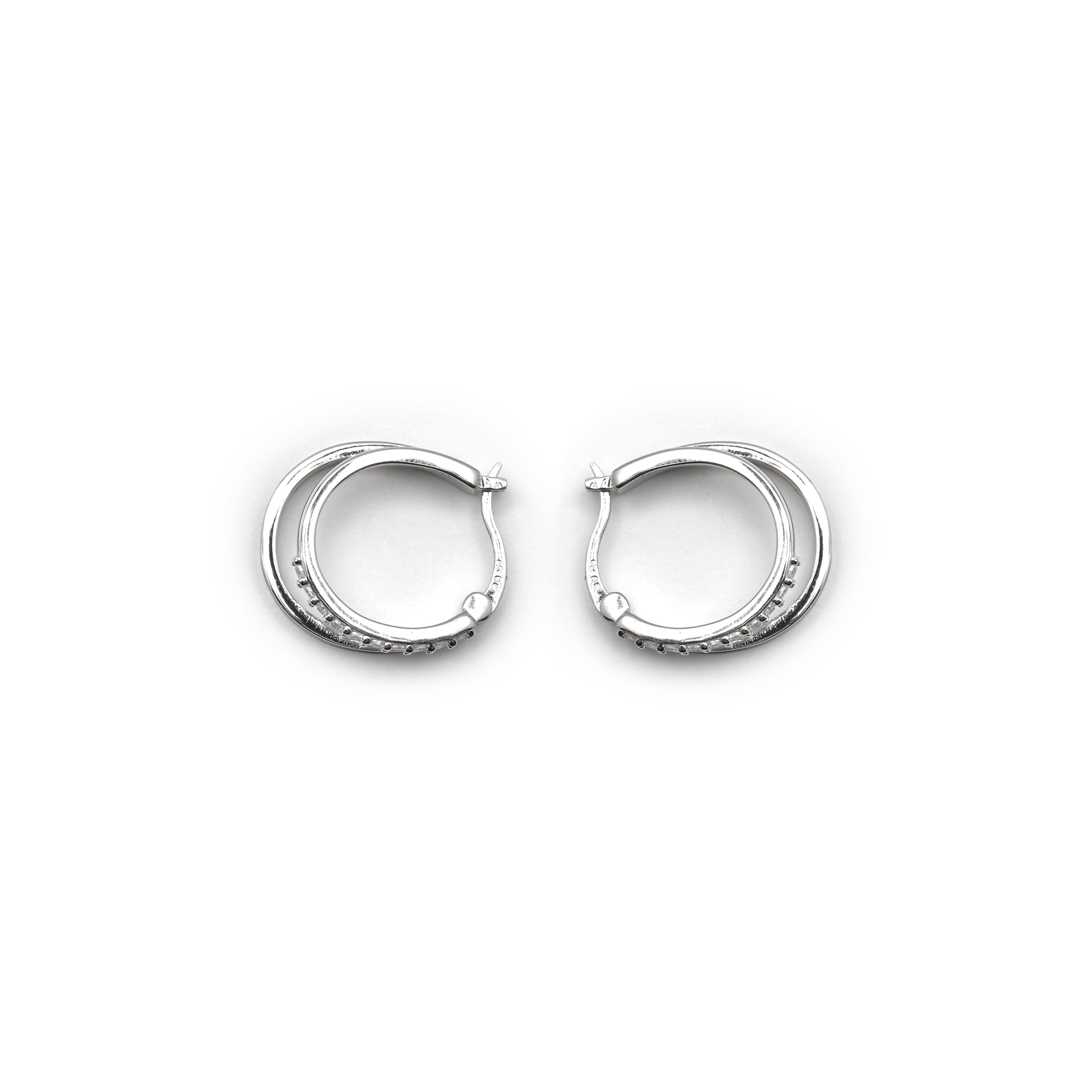 925 Sterling Silver Earrings with Black Lacquer finished in Rhodium - Dersa