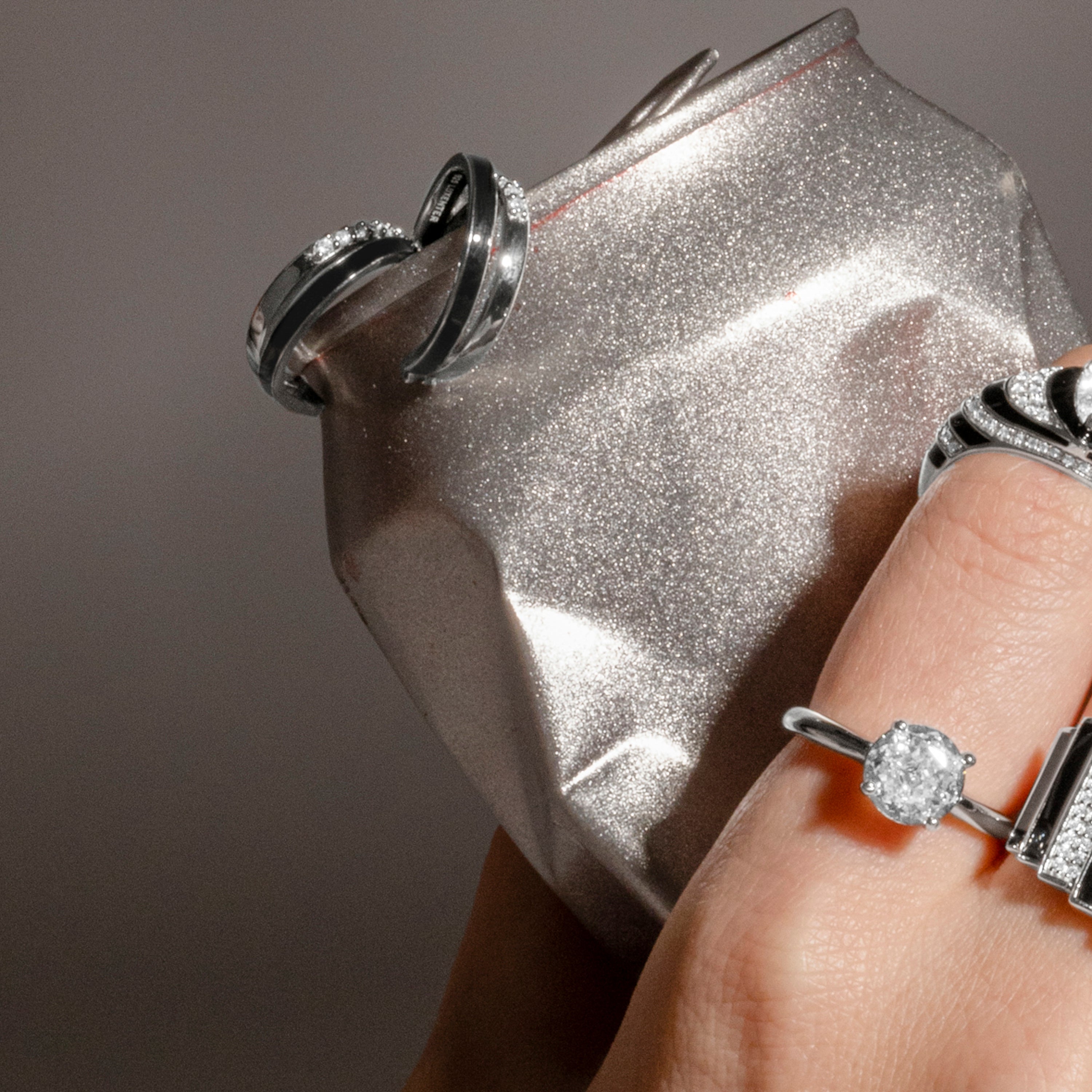 925 Sterling Silver Earrings with Black Lacquer finished in Rhodium - Dersa