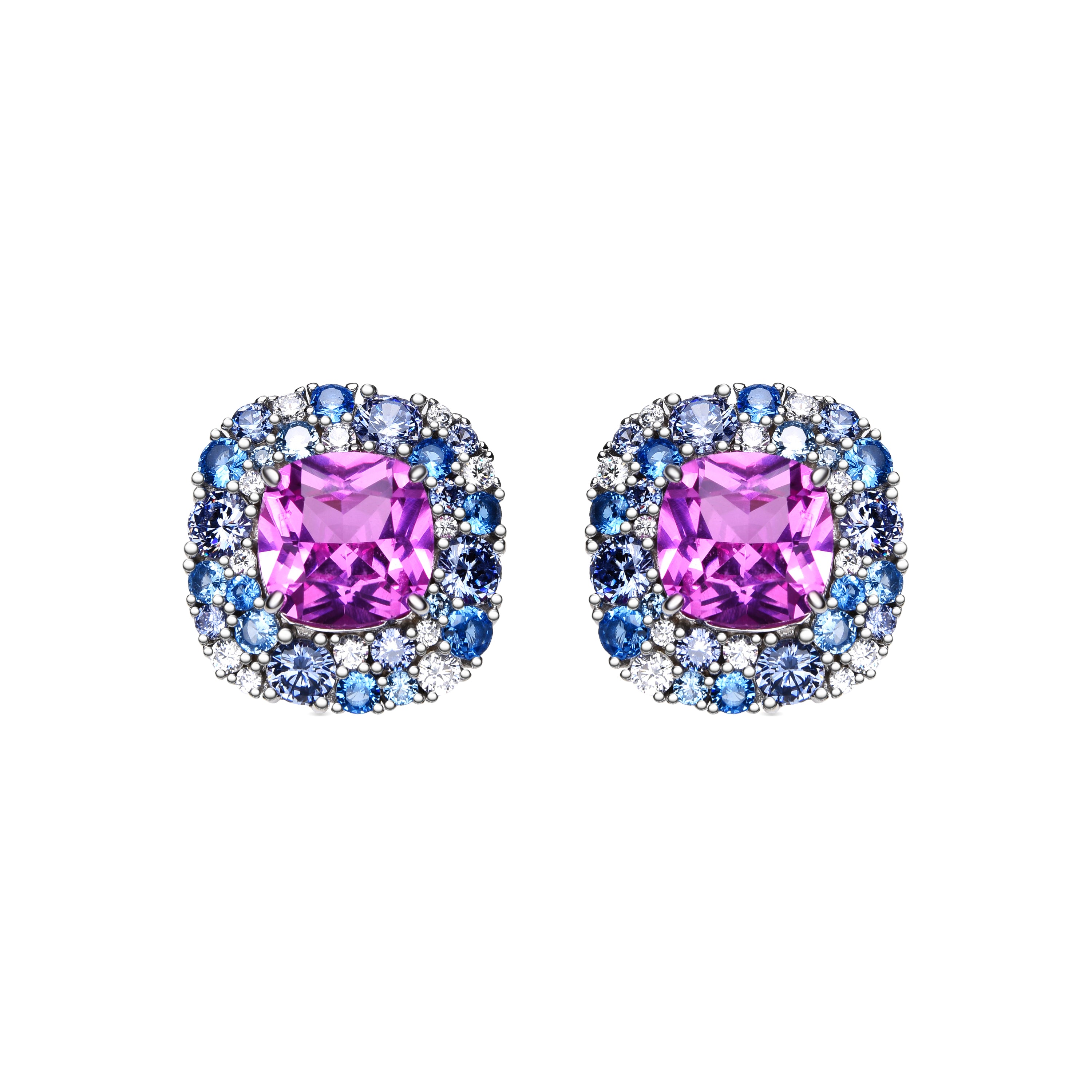 925 Sterling Silver Earrings with Multicolor Cubic Zirconia finished in Rhodium - Uxre