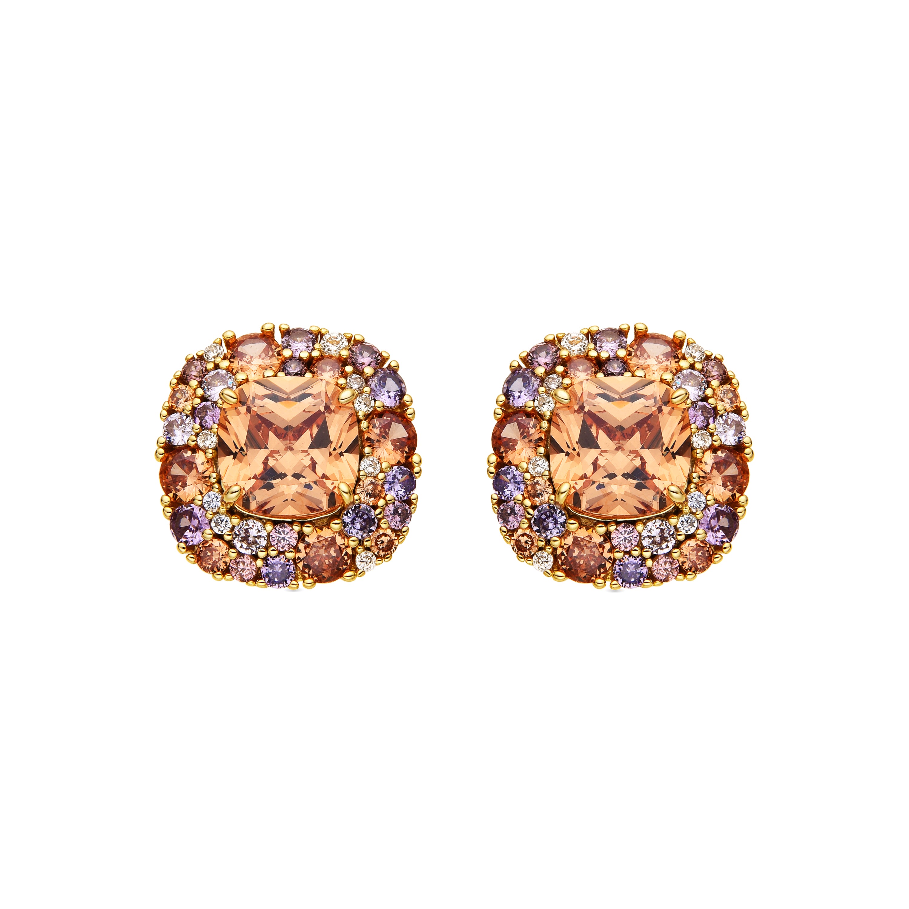 Ohrringe aus 925er Sterlingsilber und mehrfarbiger Zirkonia mit 18k Goldfinish - Uxre
