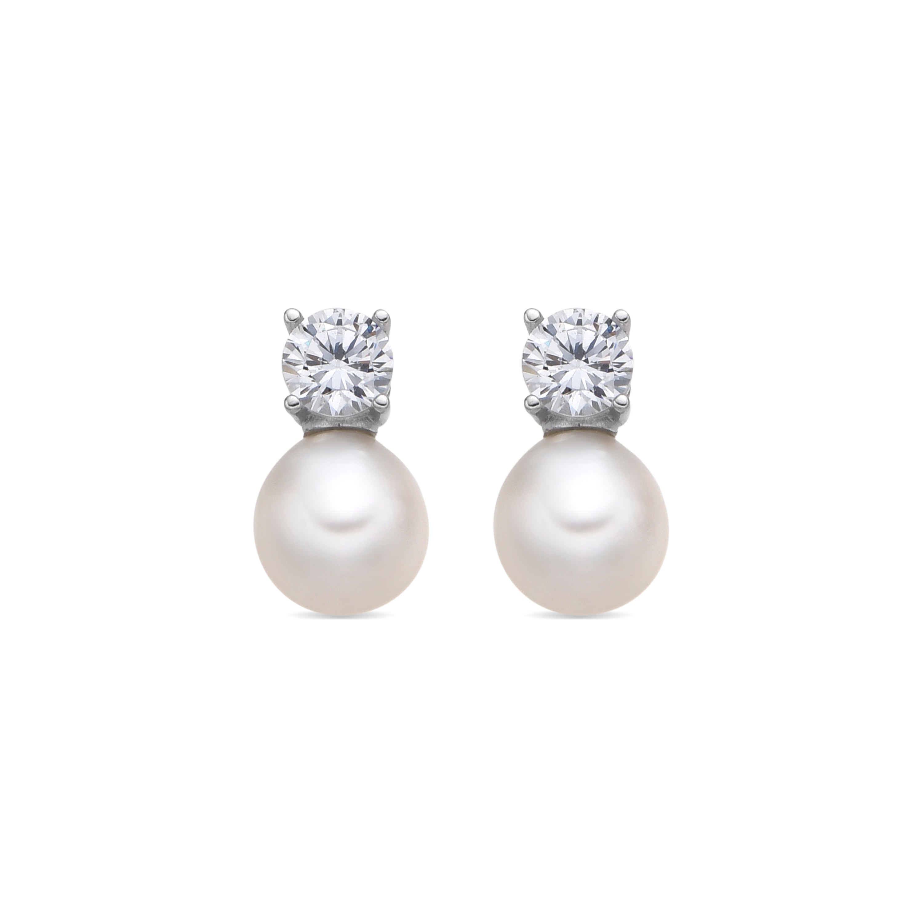 Boucles d'oreilles en argent sterling 925 et perle blanche finition rhodiée - Malam