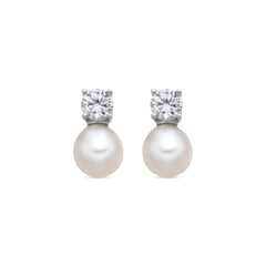 Pendientes de Plata de Ley 925 y Perla Blanca acabado rodio - Malam