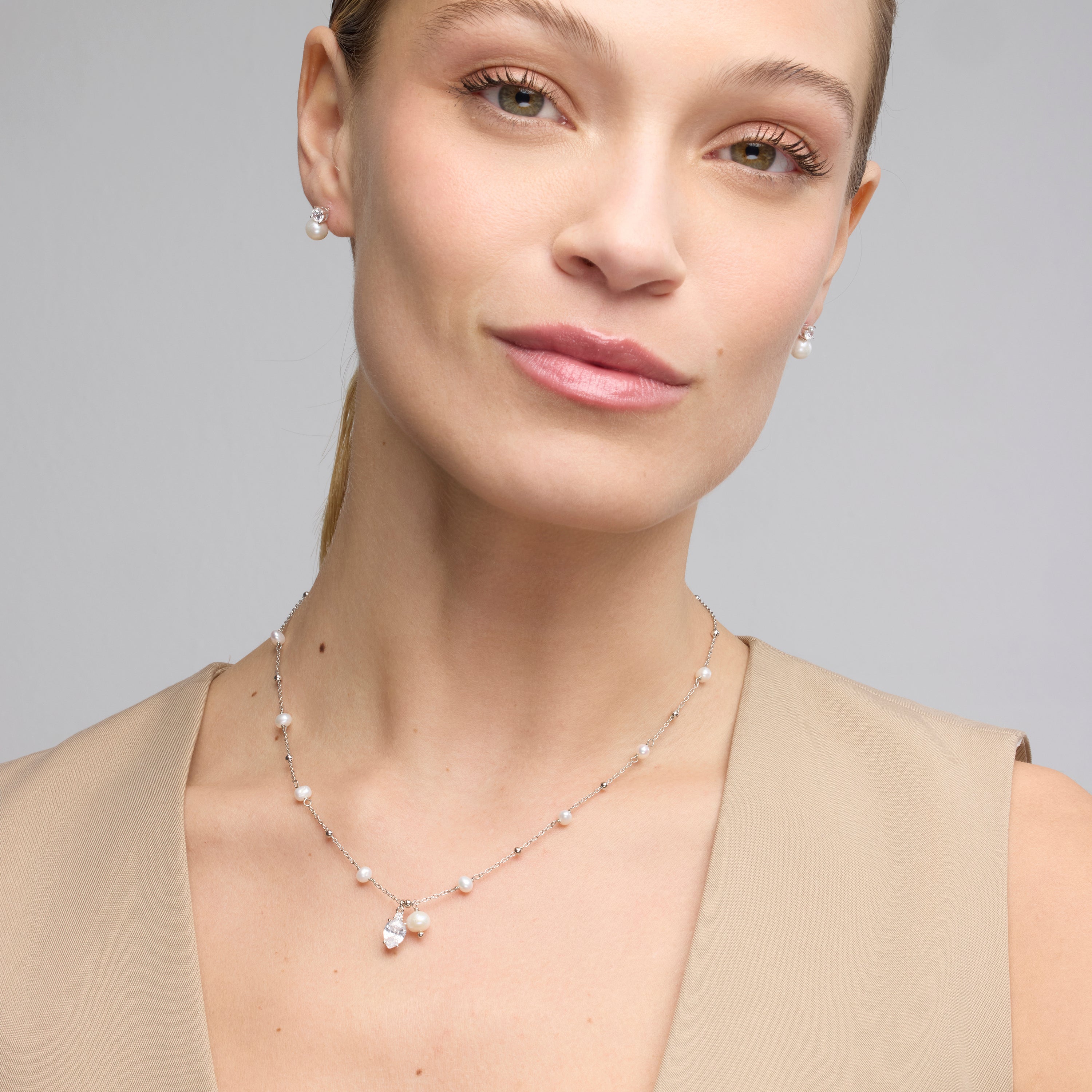 Boucles d'oreilles en argent sterling 925 et perle blanche finition rhodiée - Malam