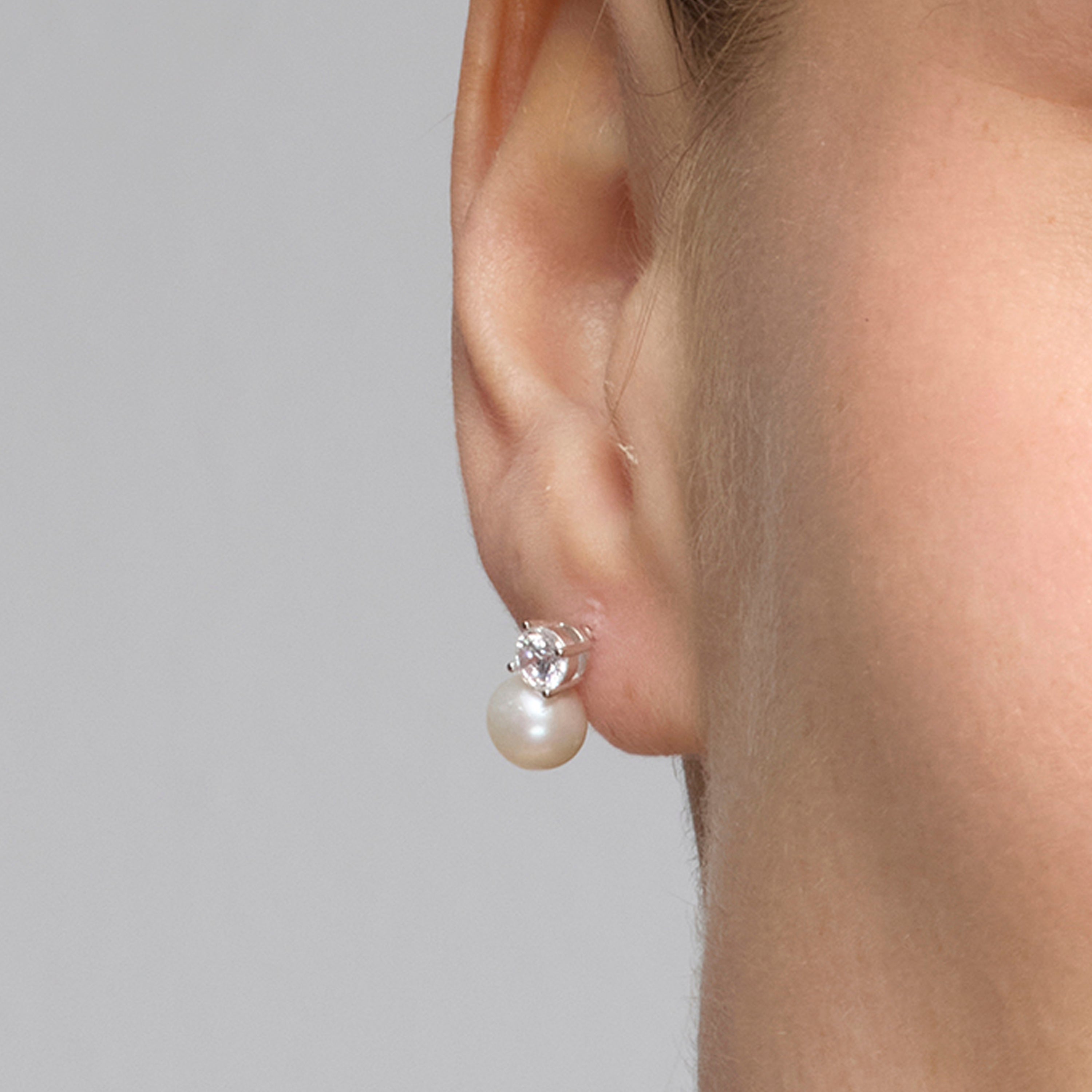 Boucles d'oreilles en argent sterling 925 et perle blanche finition rhodiée - Malam