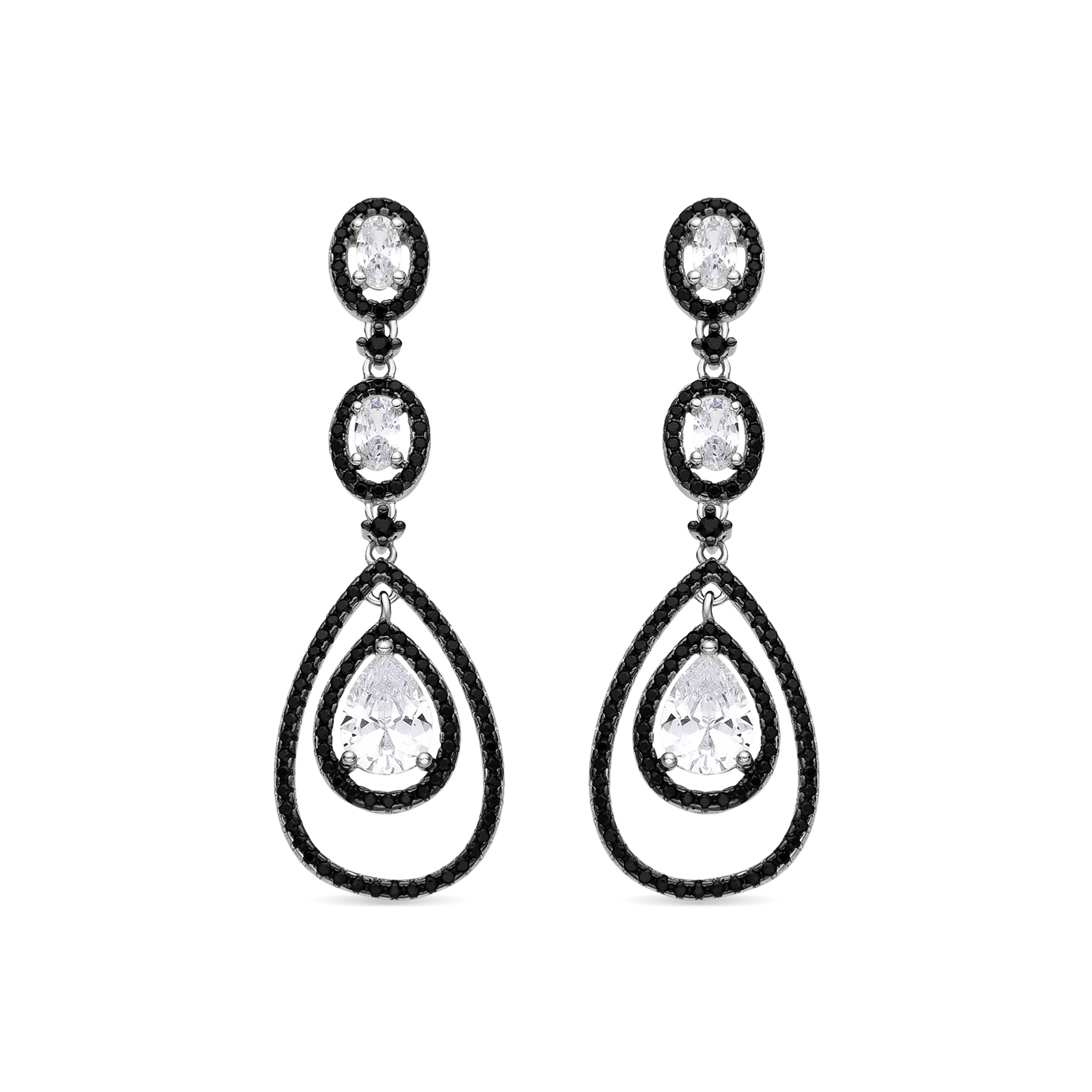 Ohrringe aus 925er Sterlingsilber und Onyx-Zirkonia mit Rhodium-Finish - Muziki