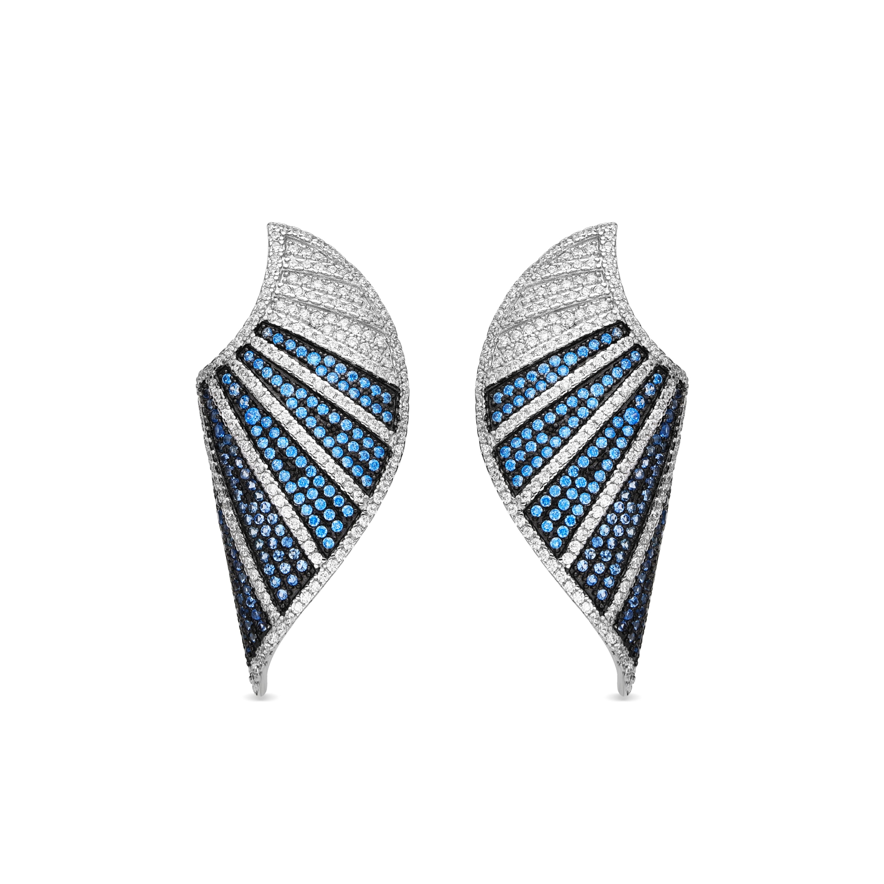 Boucles d'oreilles Argent 925 et Topaze Bleue Zirconium finition rhodiée - Neoma