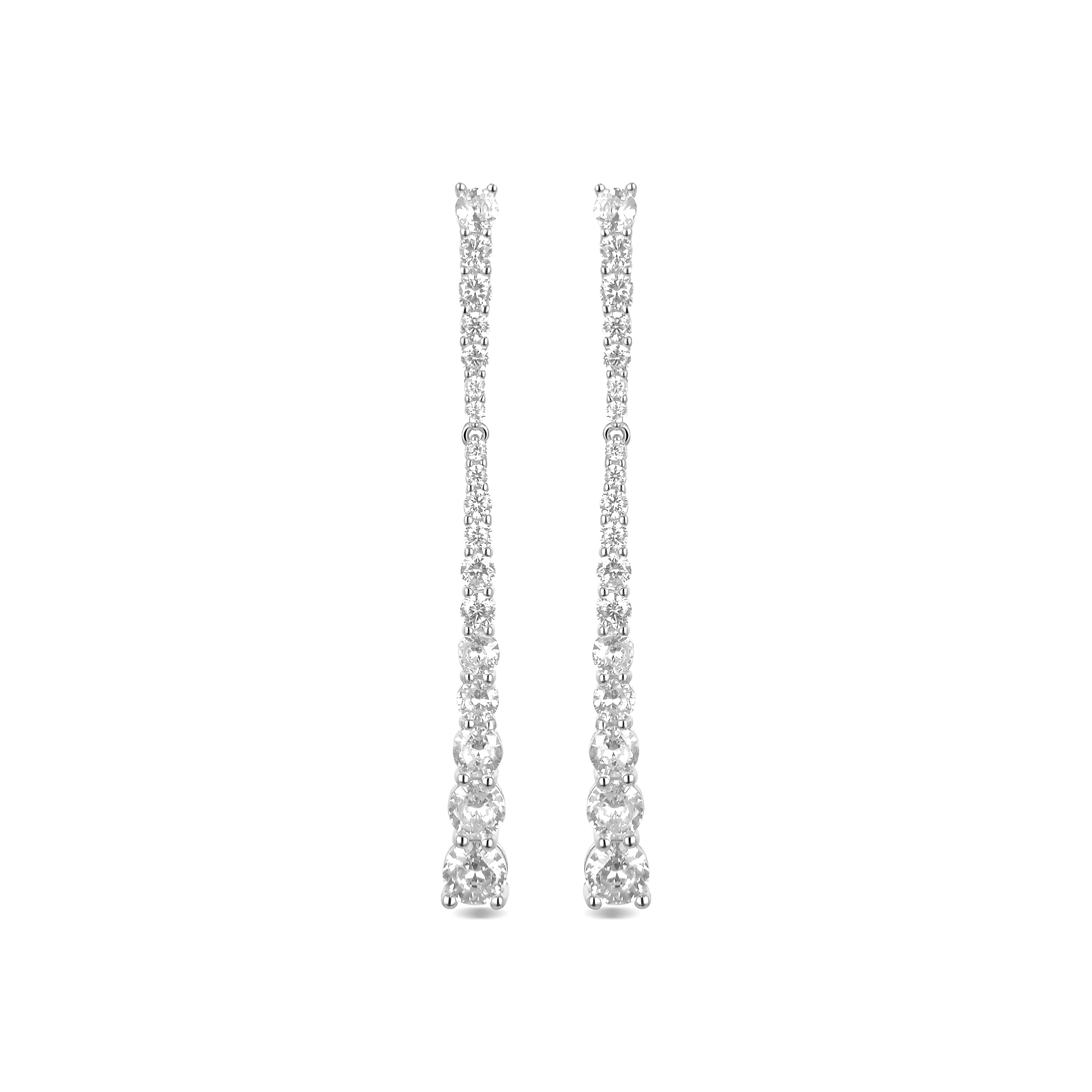 Boucles d'oreilles en argent sterling 925 avec zircon brillant finition rhodium - Chetman