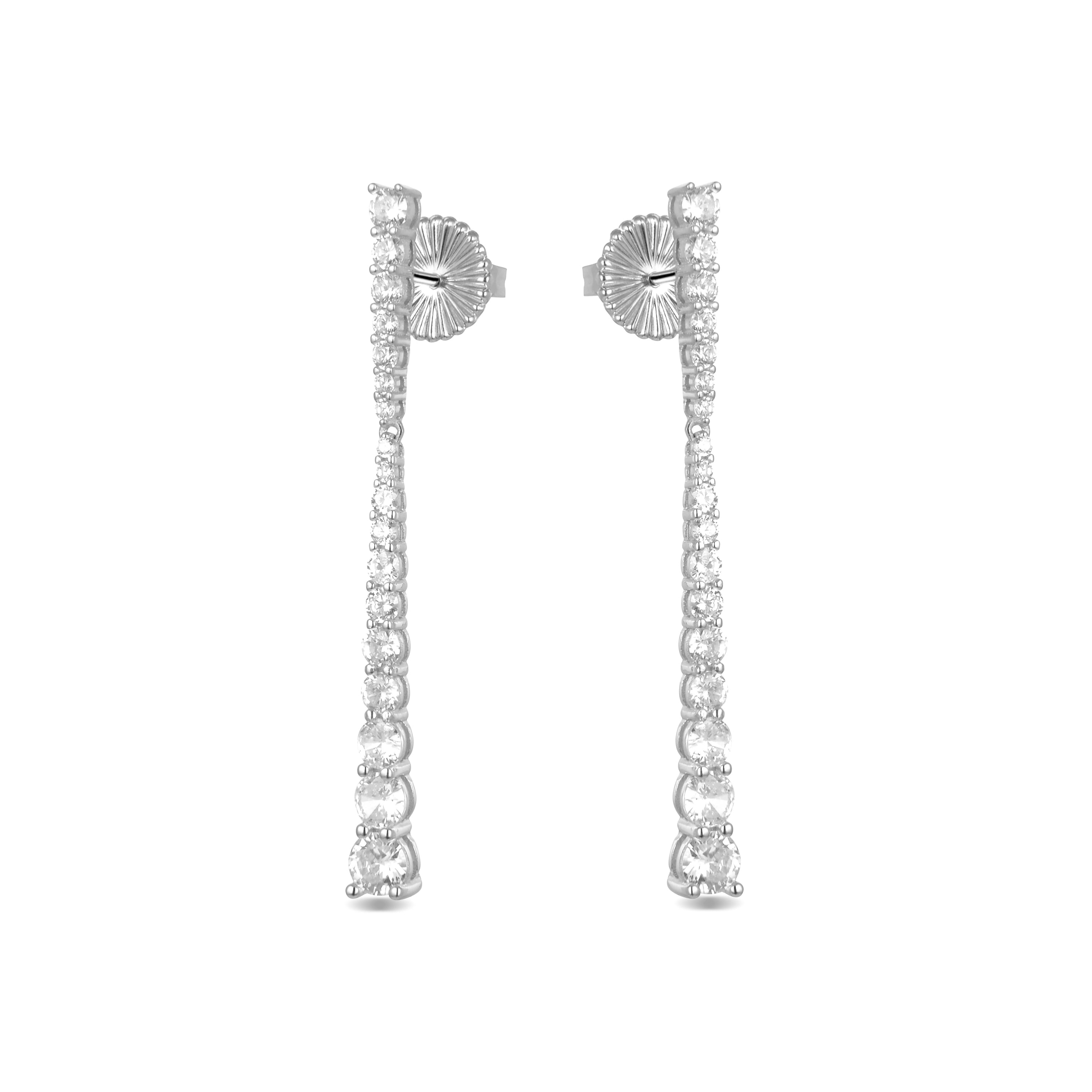 Boucles d'oreilles en argent sterling 925 avec zircon brillant finition rhodium - Chetman