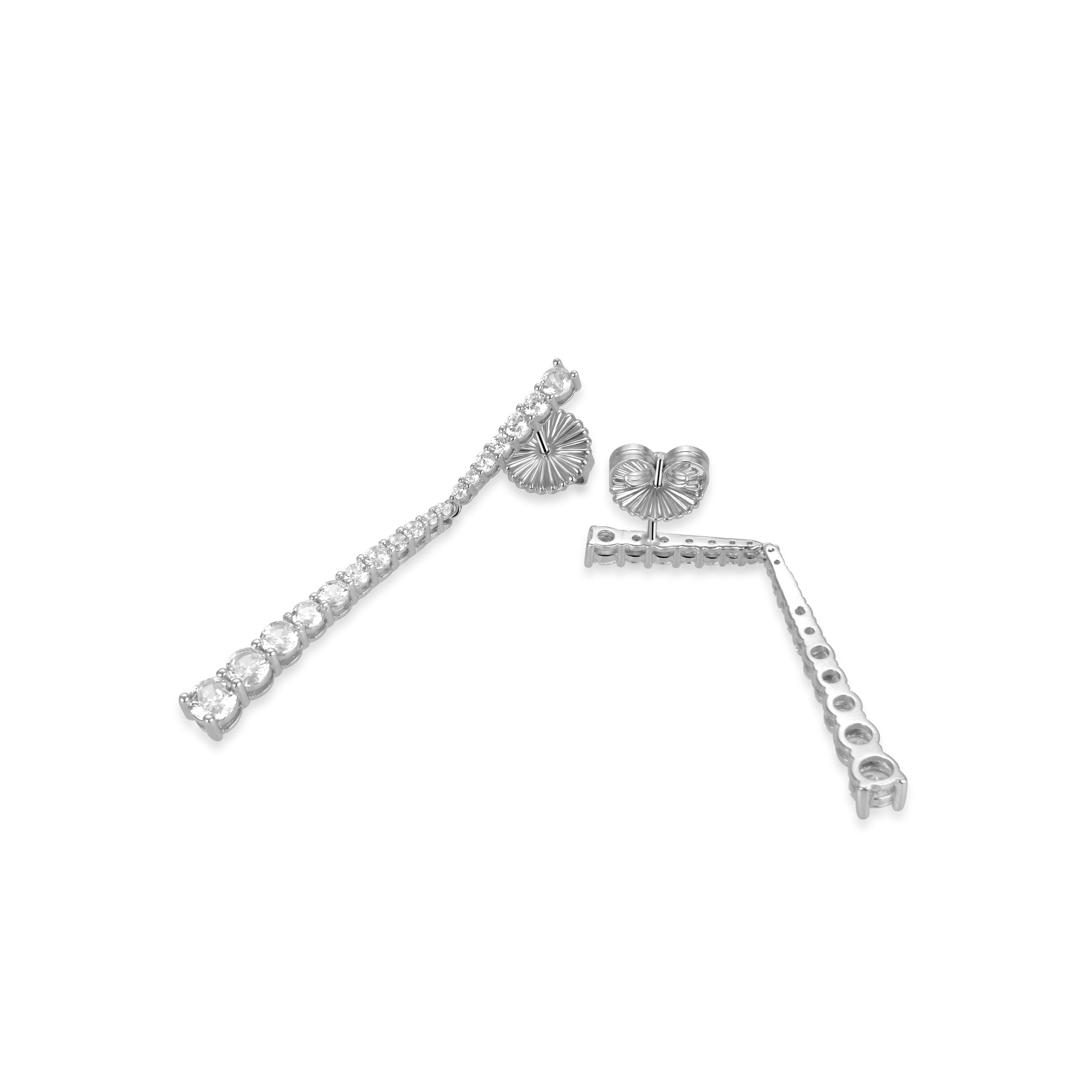 Boucles d'oreilles en argent sterling 925 avec zircon brillant finition rhodium - Chetman