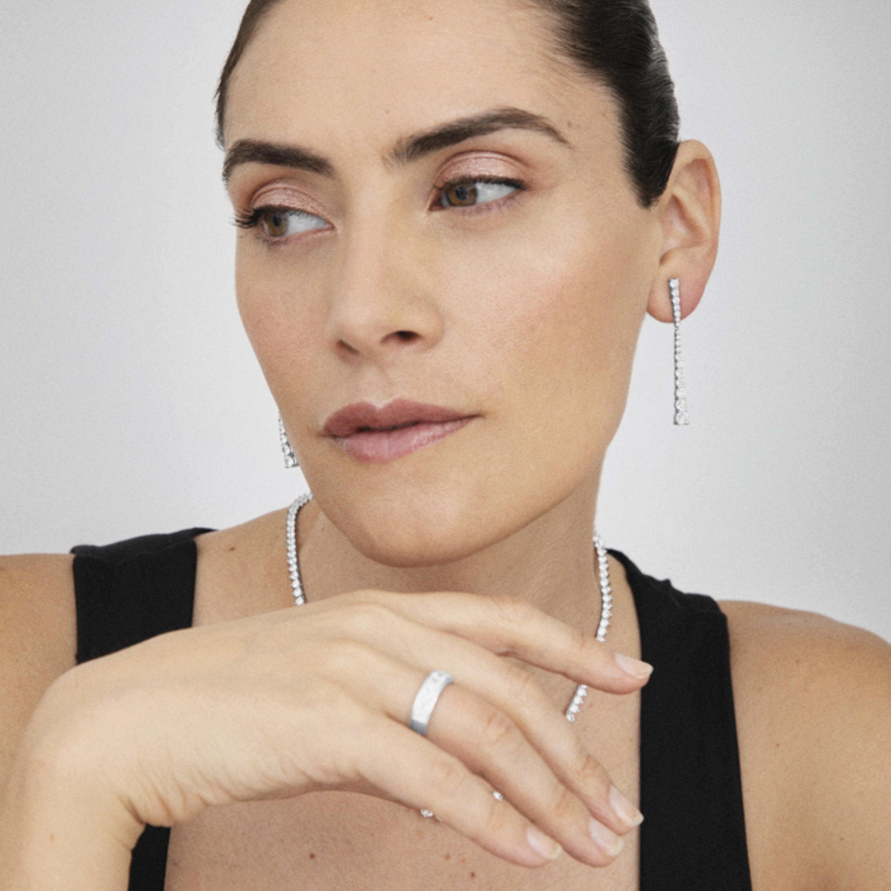 Boucles d'oreilles en argent sterling 925 avec zircon brillant finition rhodium - Chetman