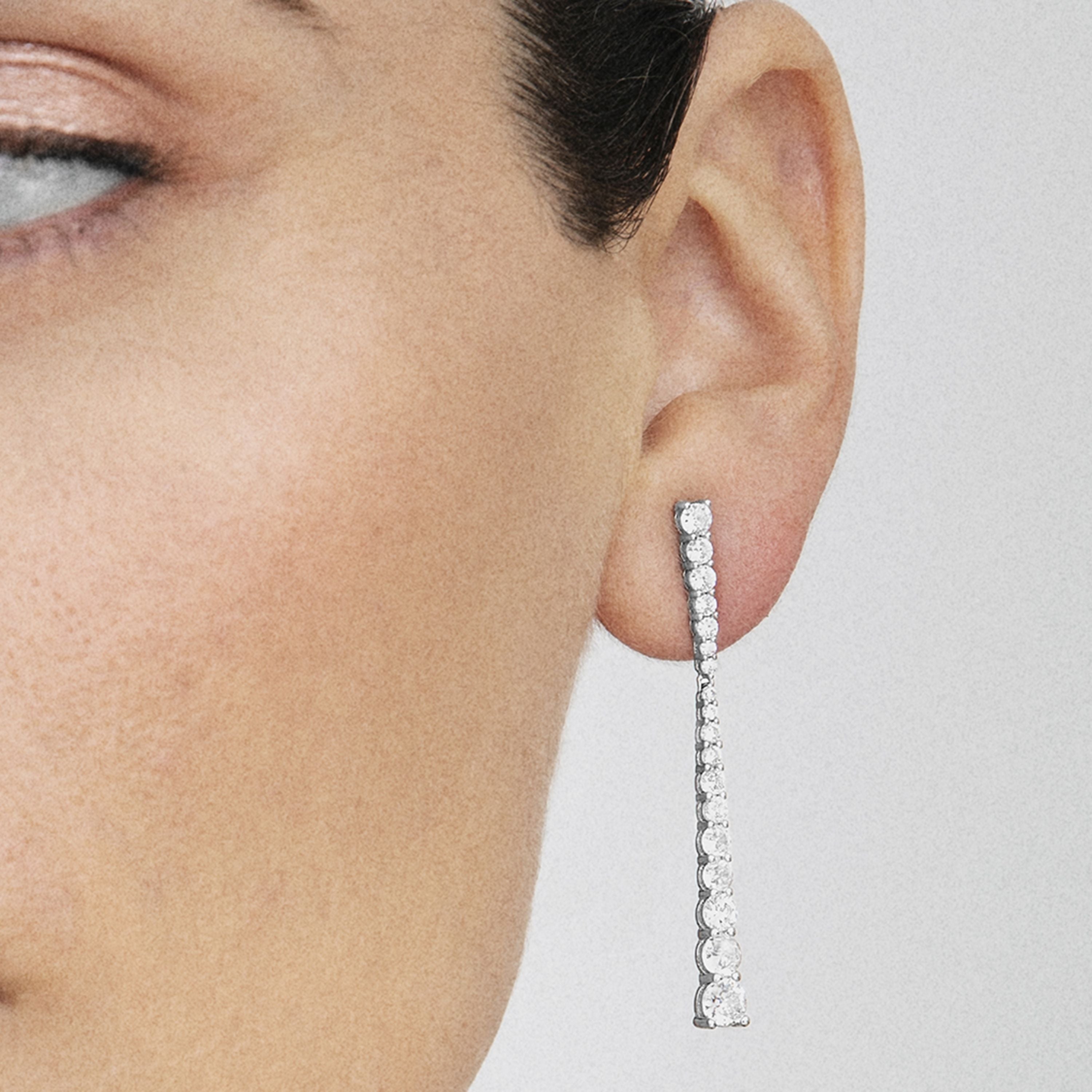 Boucles d'oreilles en argent sterling 925 avec zircon brillant finition rhodium - Chetman