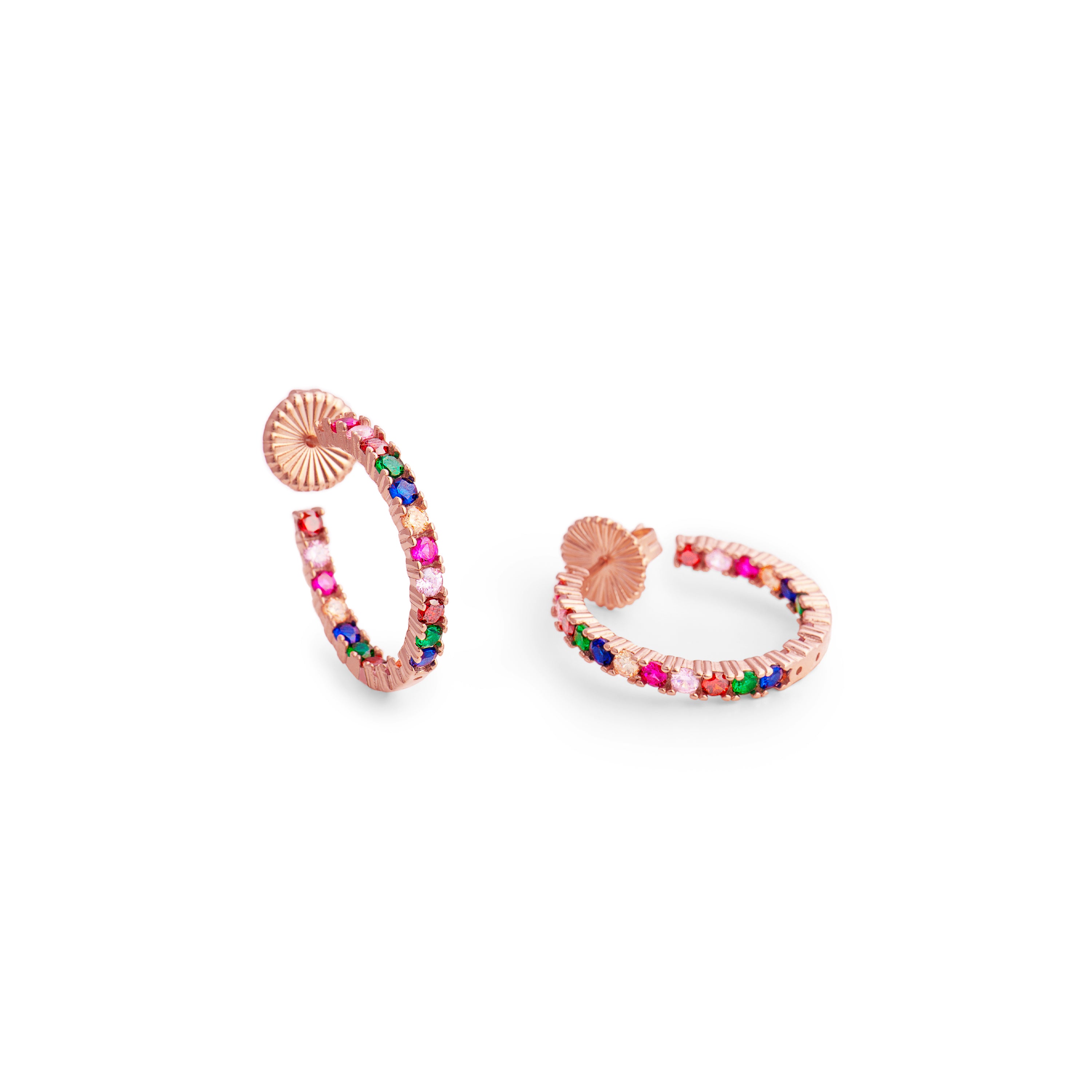Orecchini in Argento Sterling 925 con Zirconia Multicolore finiti in oro rosa 18K - Vyamba