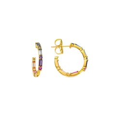 Pendientes de Plata de Ley 925 y Circonita Multicolor acabado oro 18k - Hinnar