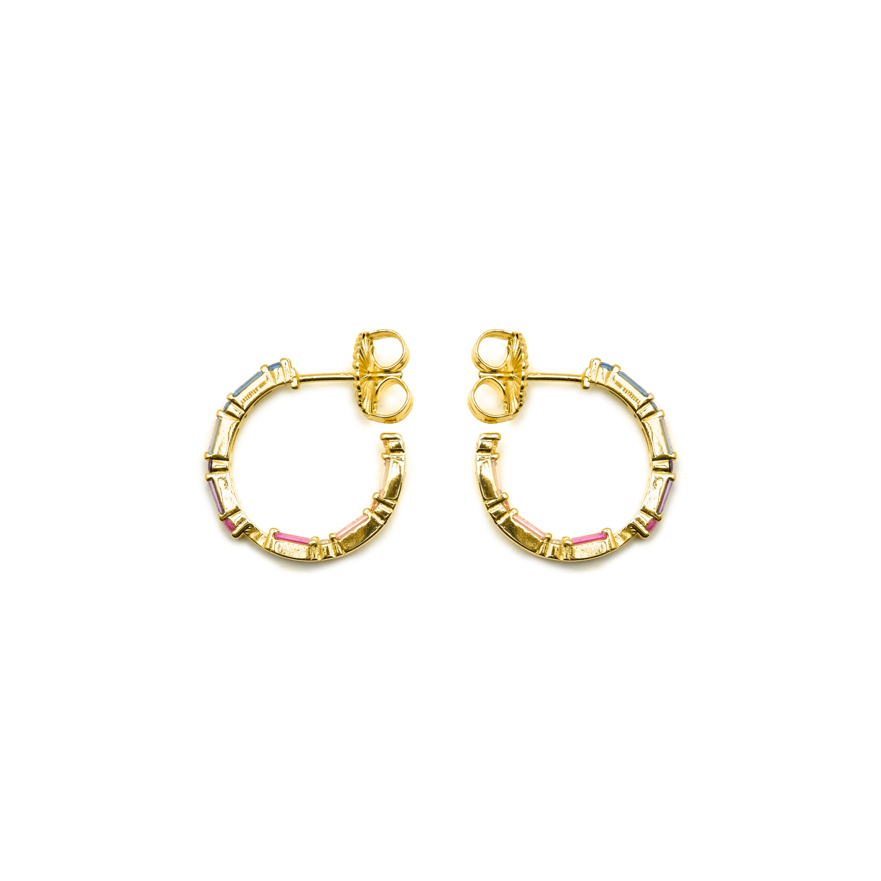 Pendientes de Plata de Ley 925 y Circonita Multicolor acabado oro 18k - Hinnar