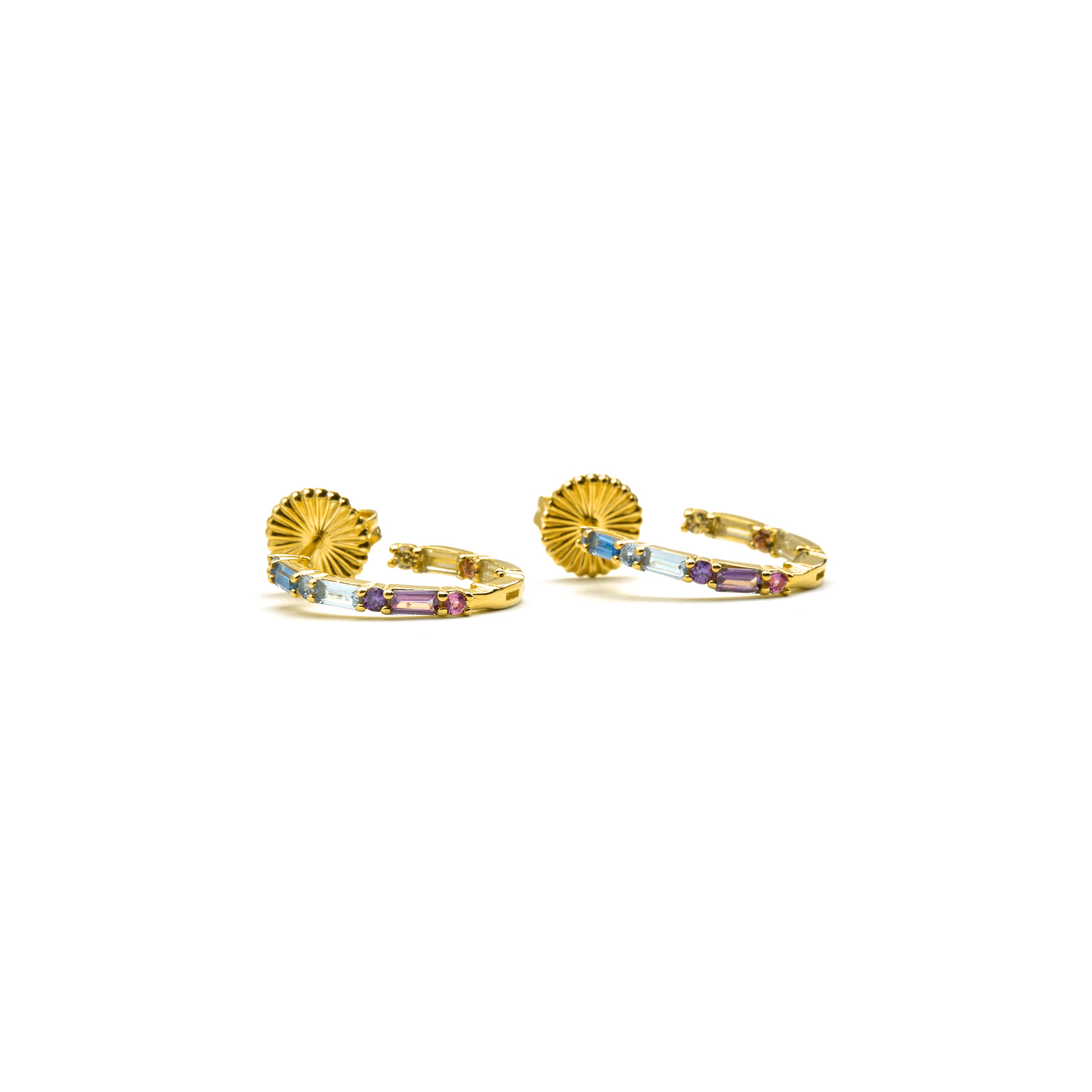 Pendientes de Plata de Ley 925 y Circonita Multicolor acabado oro 18k - Hinnar