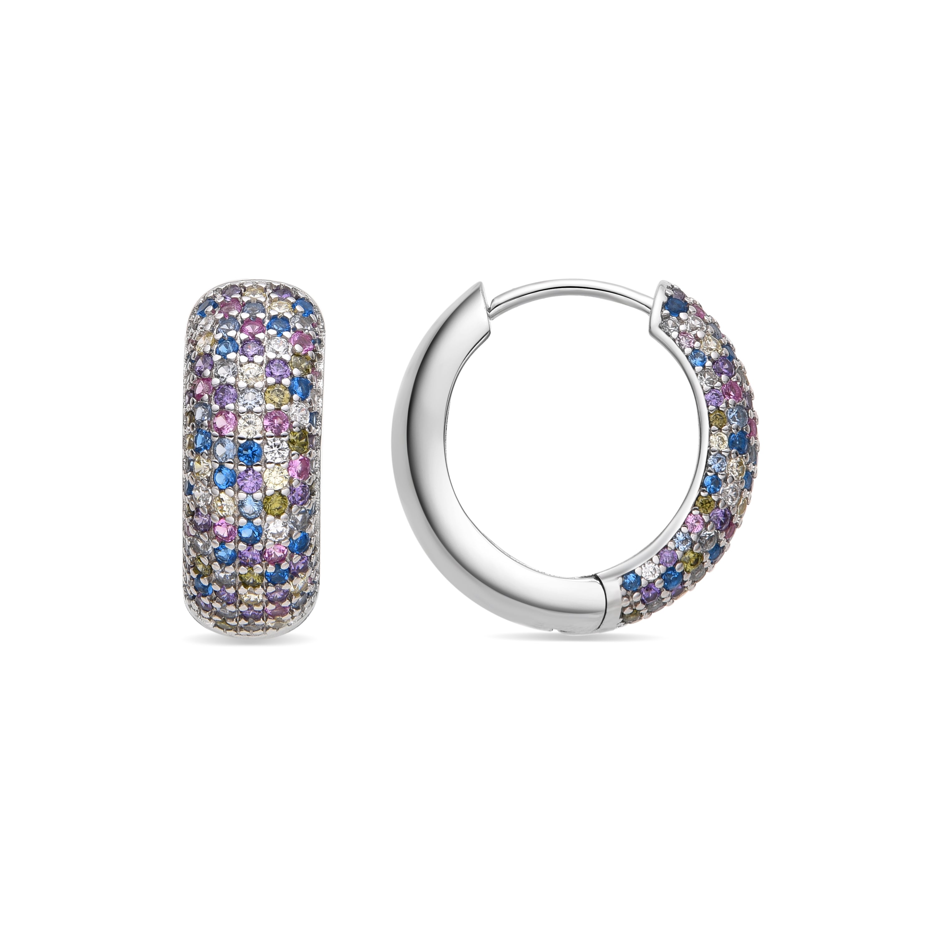 925 Sterling Silver and Multicolor Zirconia Earrings with Rhodium Finish - Isle