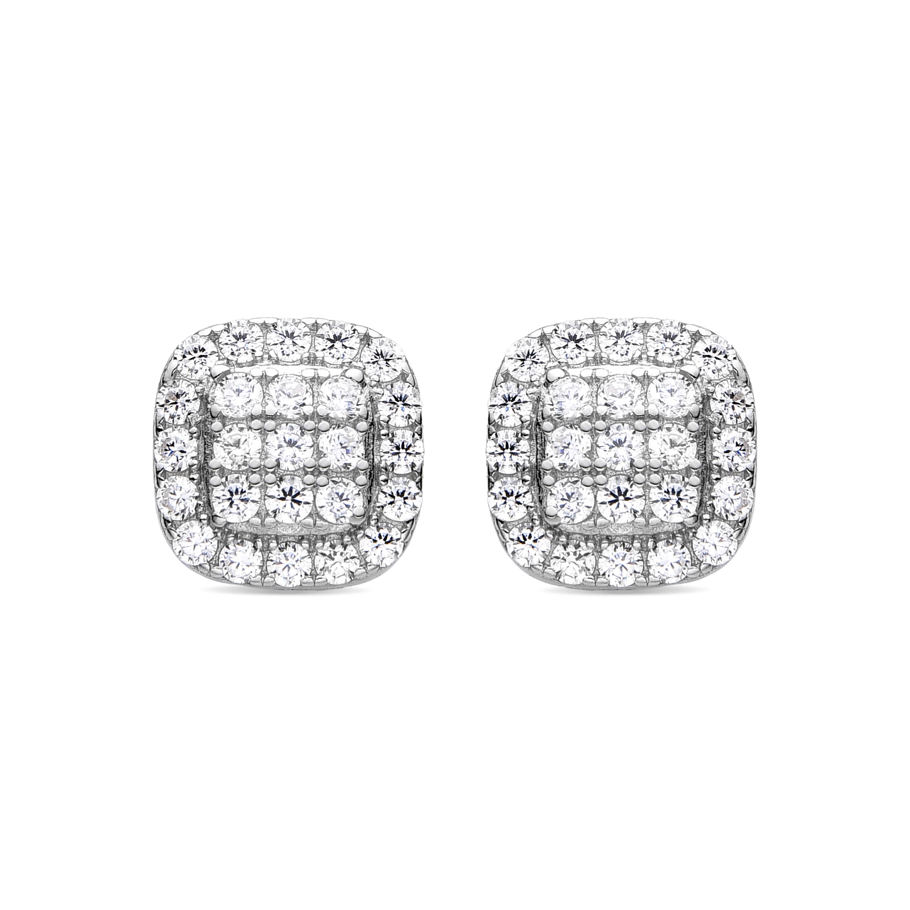 Boucles d'oreilles en argent sterling 925 avec zircon brillant finition rhodium - Ronka