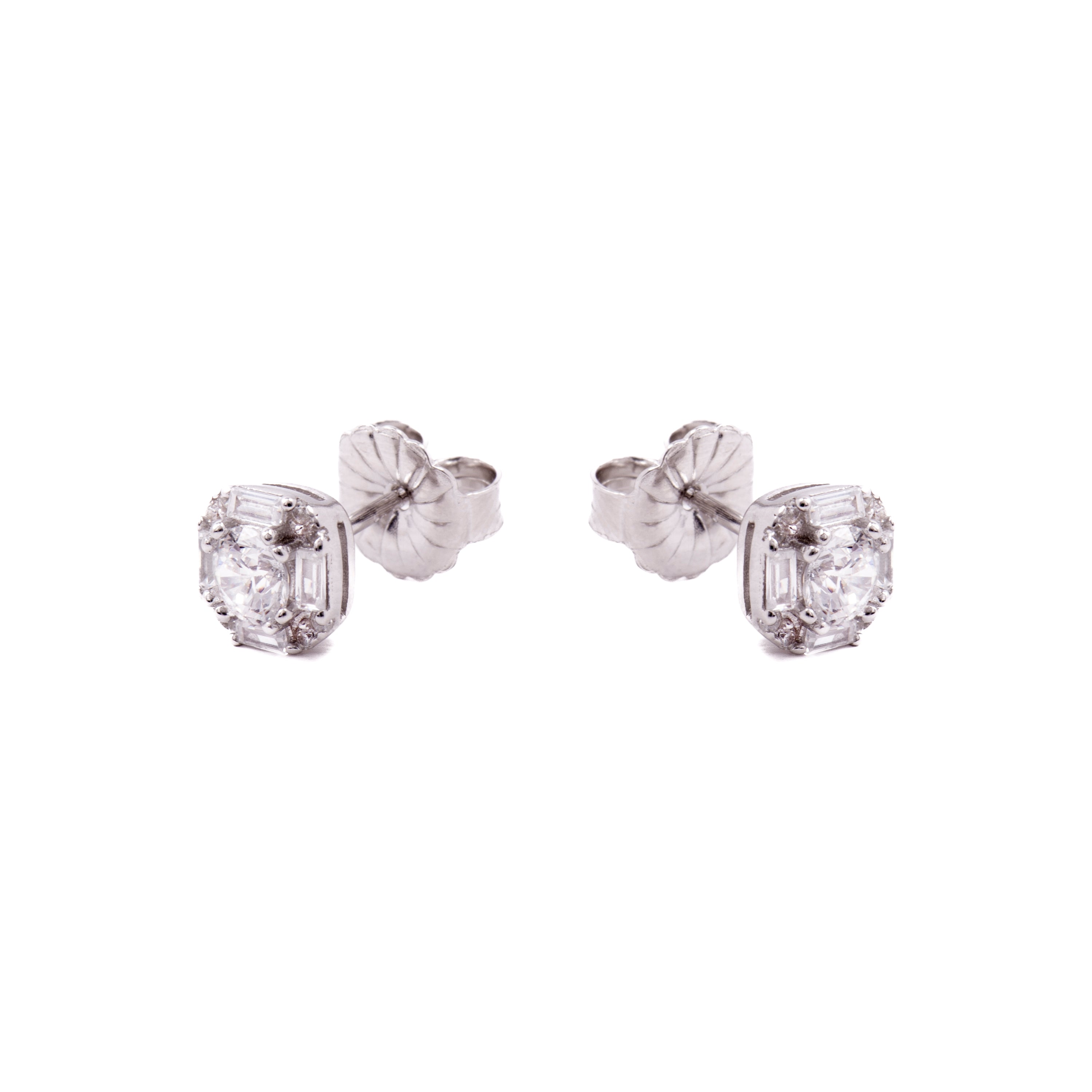 Pendientes de Plata de Ley 925 con Circonita Brillante acabados en rodio - Dyadu