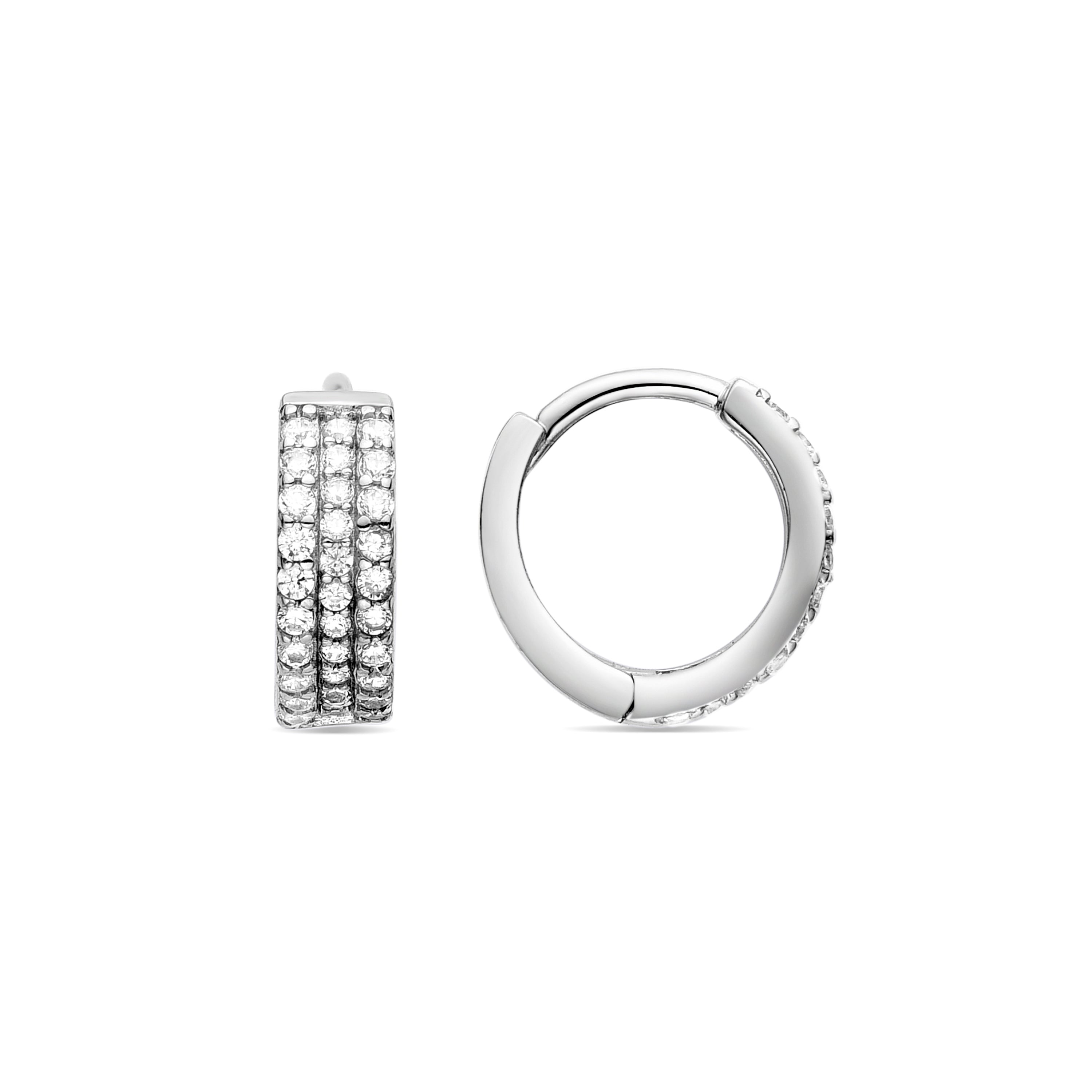 925 Sterling Silver Earrings with Brilliant Cubic Zirconia Rhodium Finish - Tsyal