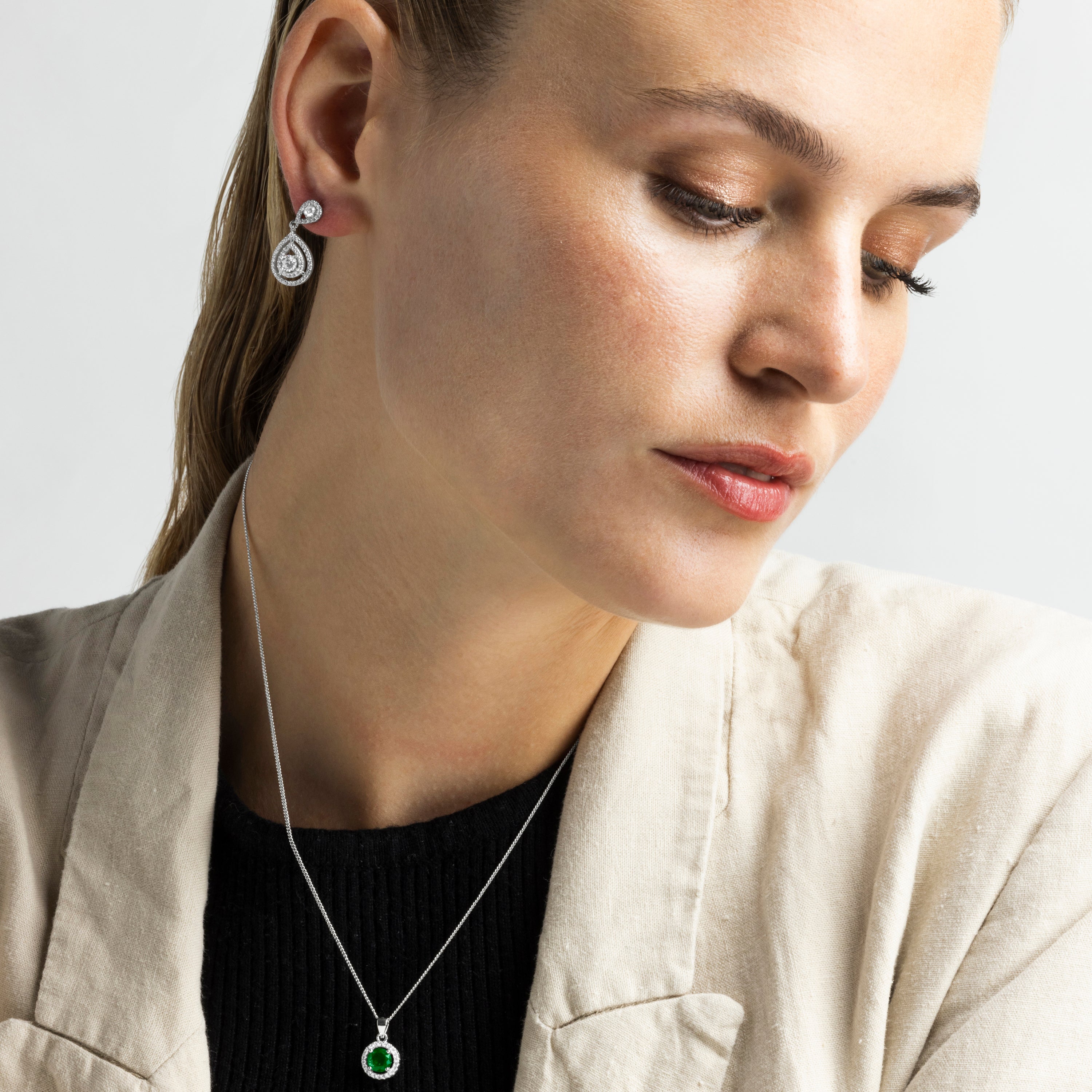 Orecchini in Argento Sterling 925 e Zirconia Cubica con finitura in rodio - Yssyl