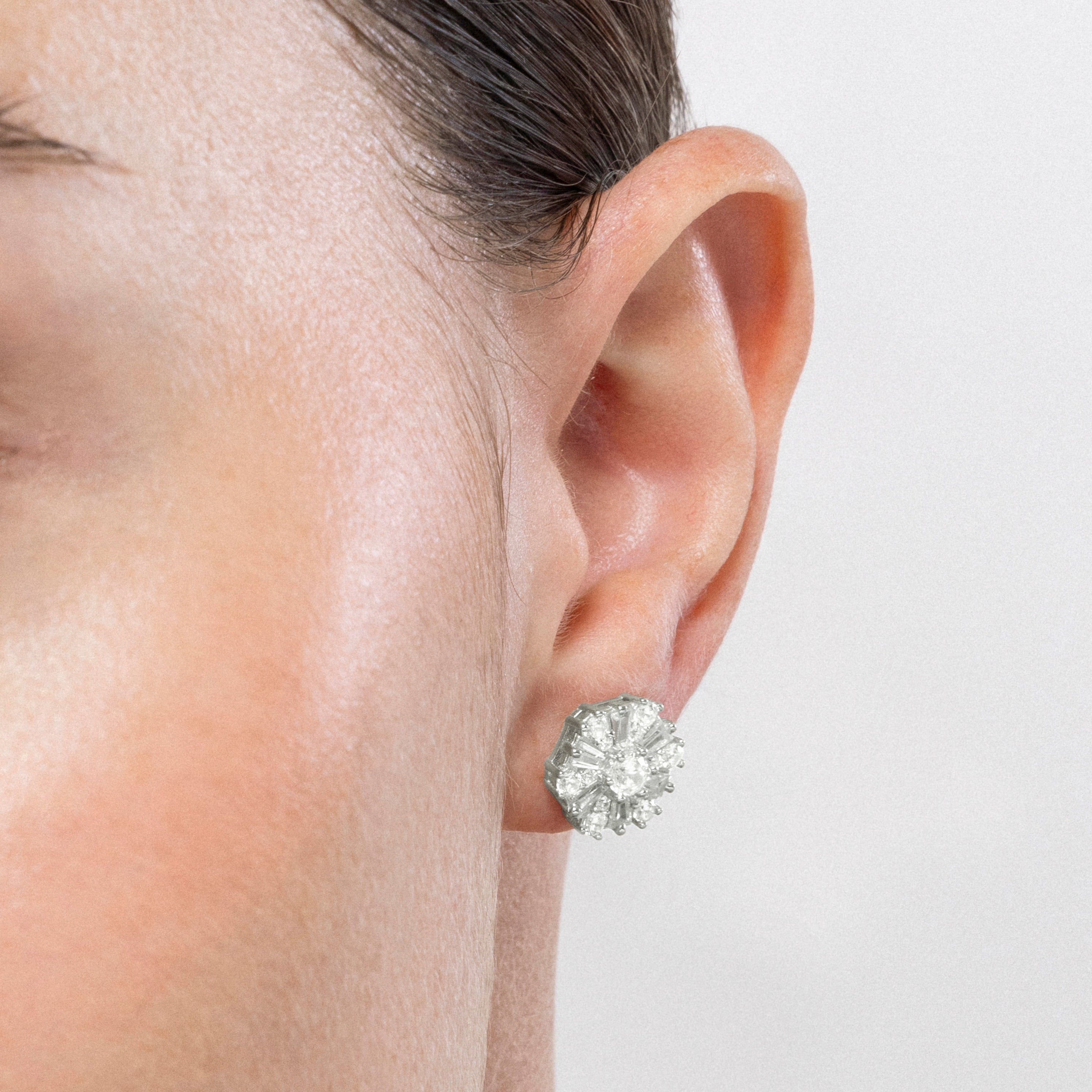925 Sterling Silver Earrings with Brilliant Zirconia finished in rhodium - Lorush