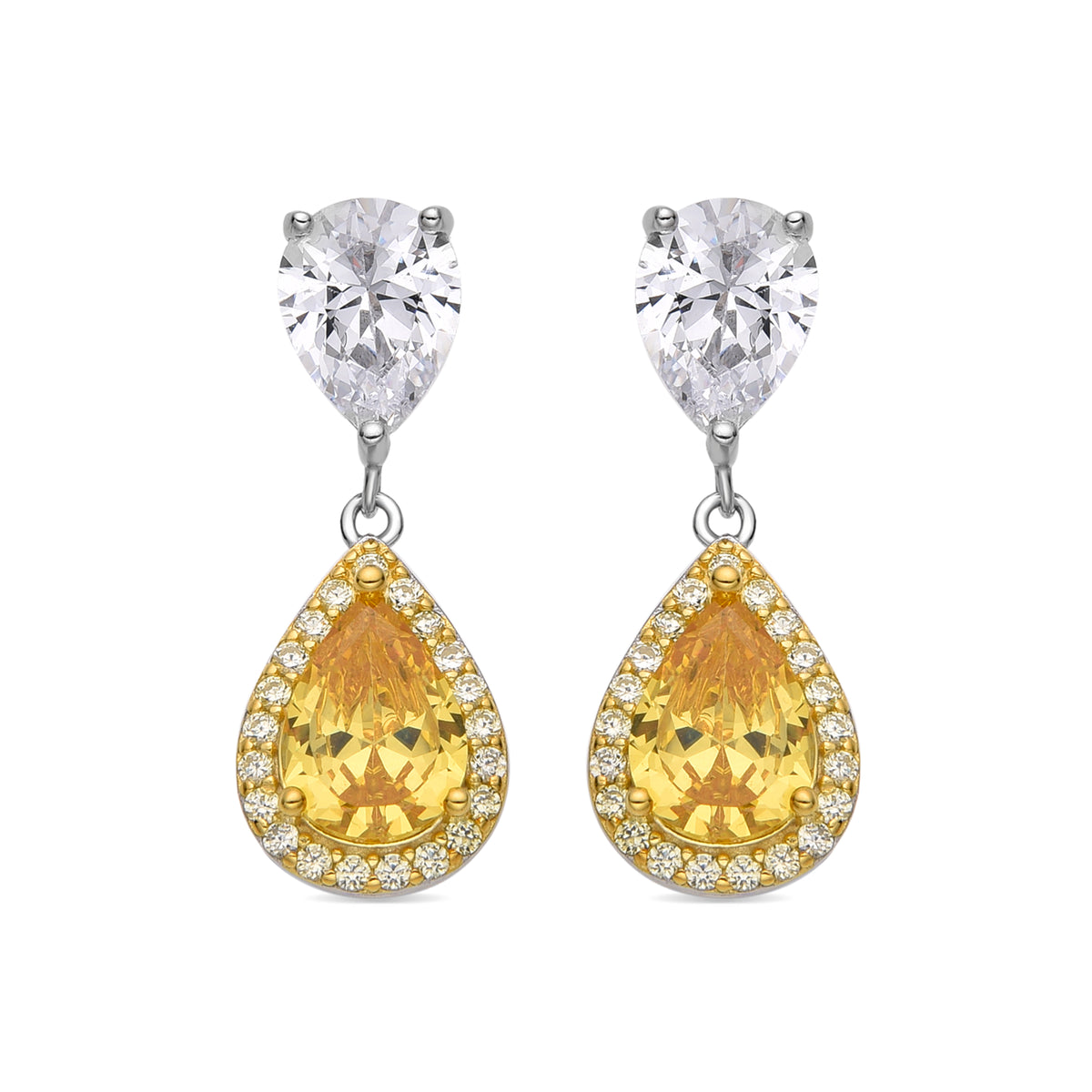 Ohrringe aus 925er Sterlingsilber und Padparadscha mit Rhodium-Finish - Norax