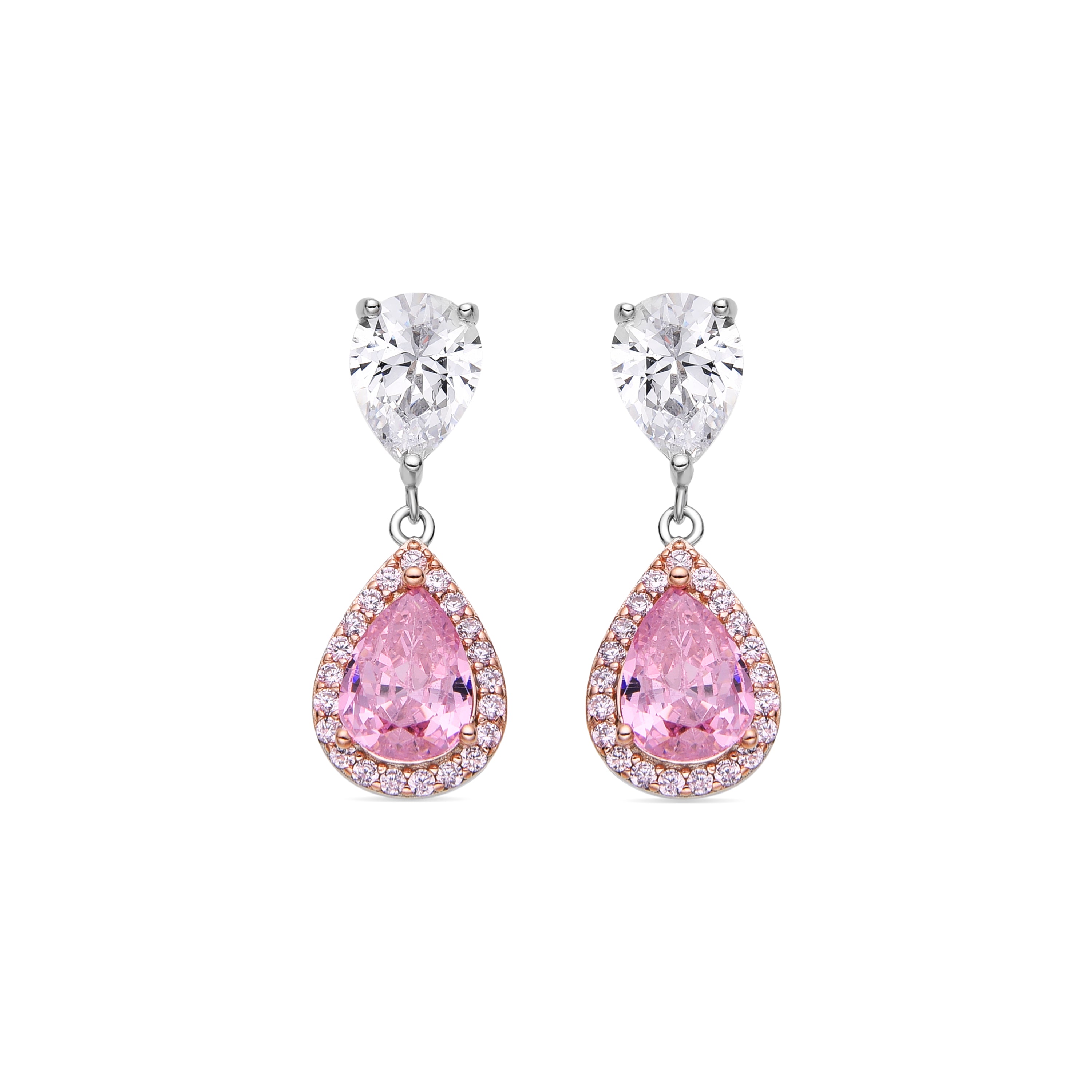 925 Sterling Silver and Padparadscha earrings with rhodium finish - Norax