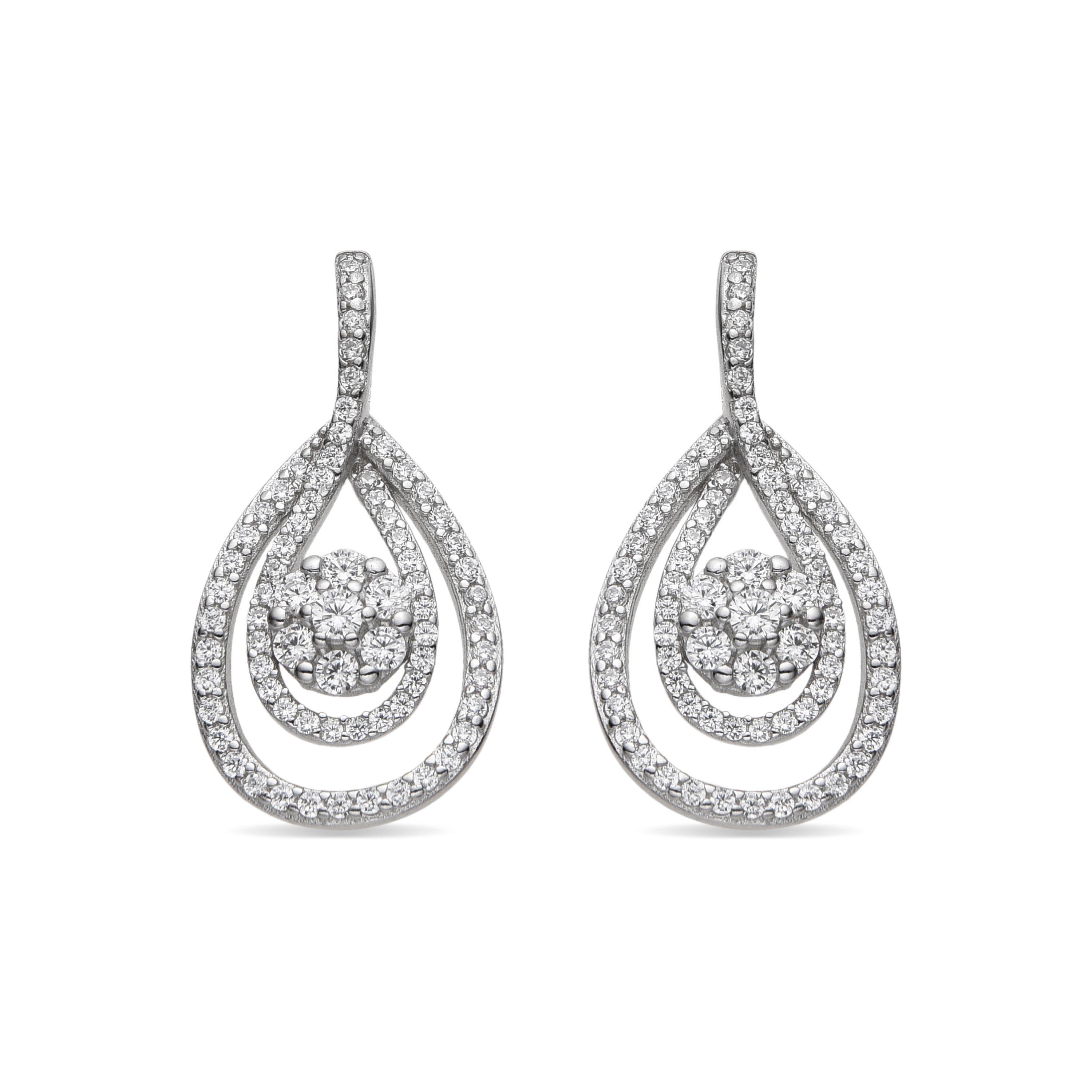Orecchini in Argento Sterling 925 e Zirconia Cubica brillante con finitura in rodio - Isloth
