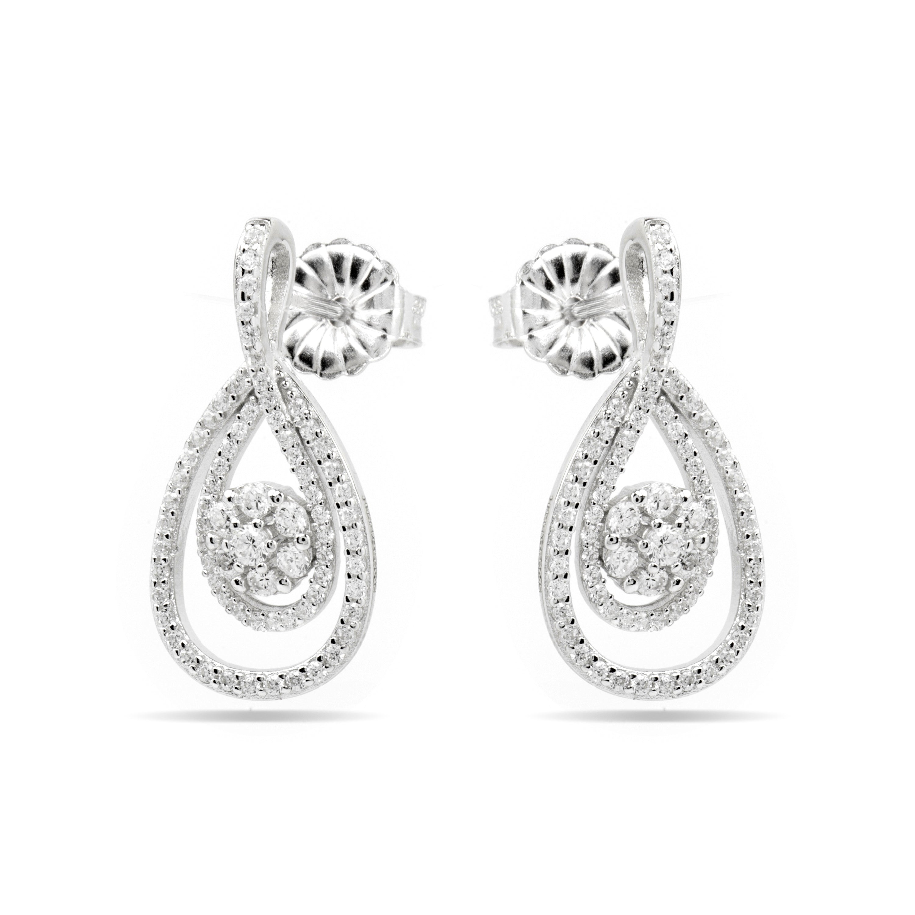 Orecchini in Argento Sterling 925 e Zirconia Cubica brillante con finitura in rodio - Isloth