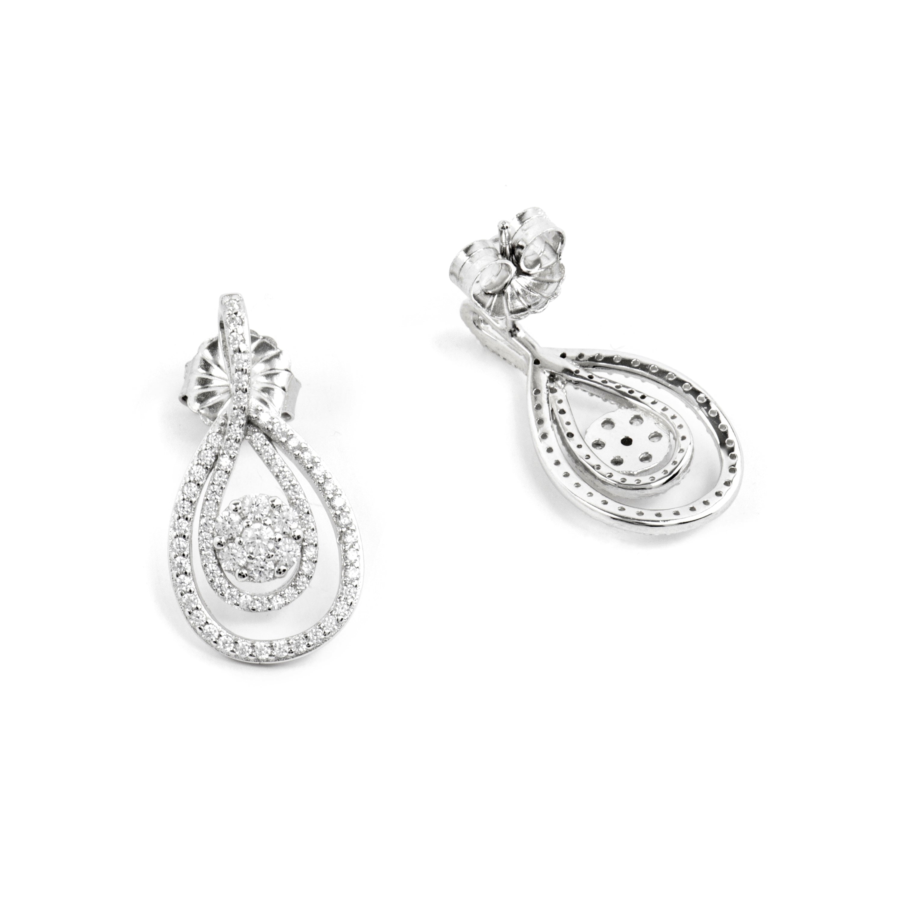 Orecchini in Argento Sterling 925 e Zirconia Cubica brillante con finitura in rodio - Isloth